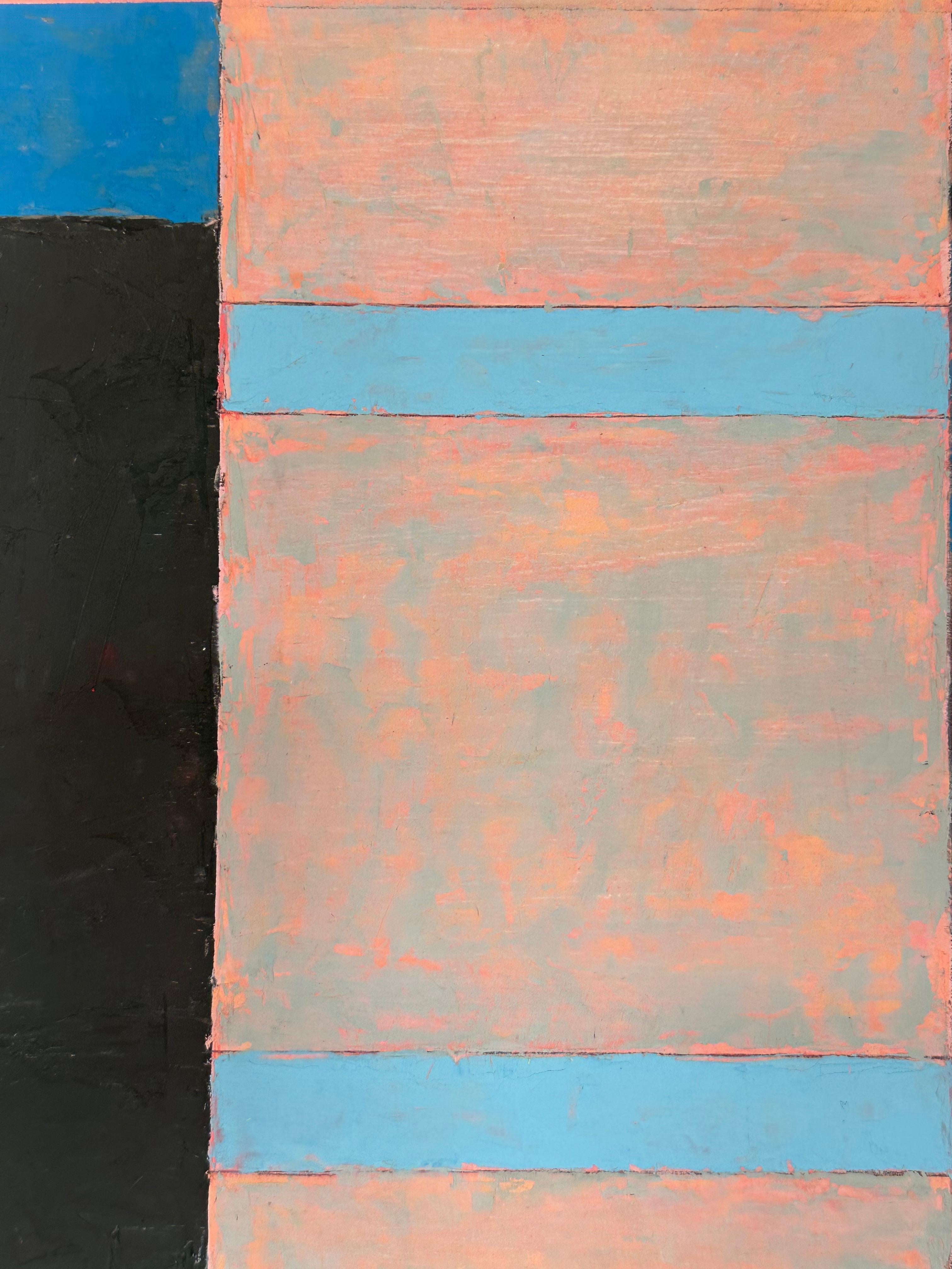 With Blue Gray - Contemporary Geometric Abstract Stripes Color Blocks, 2012 en venta 2