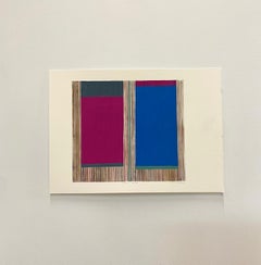 Zinnia Stripe - Motifs géométriques abstraits : magenta, rose, bleu et beige, 2020