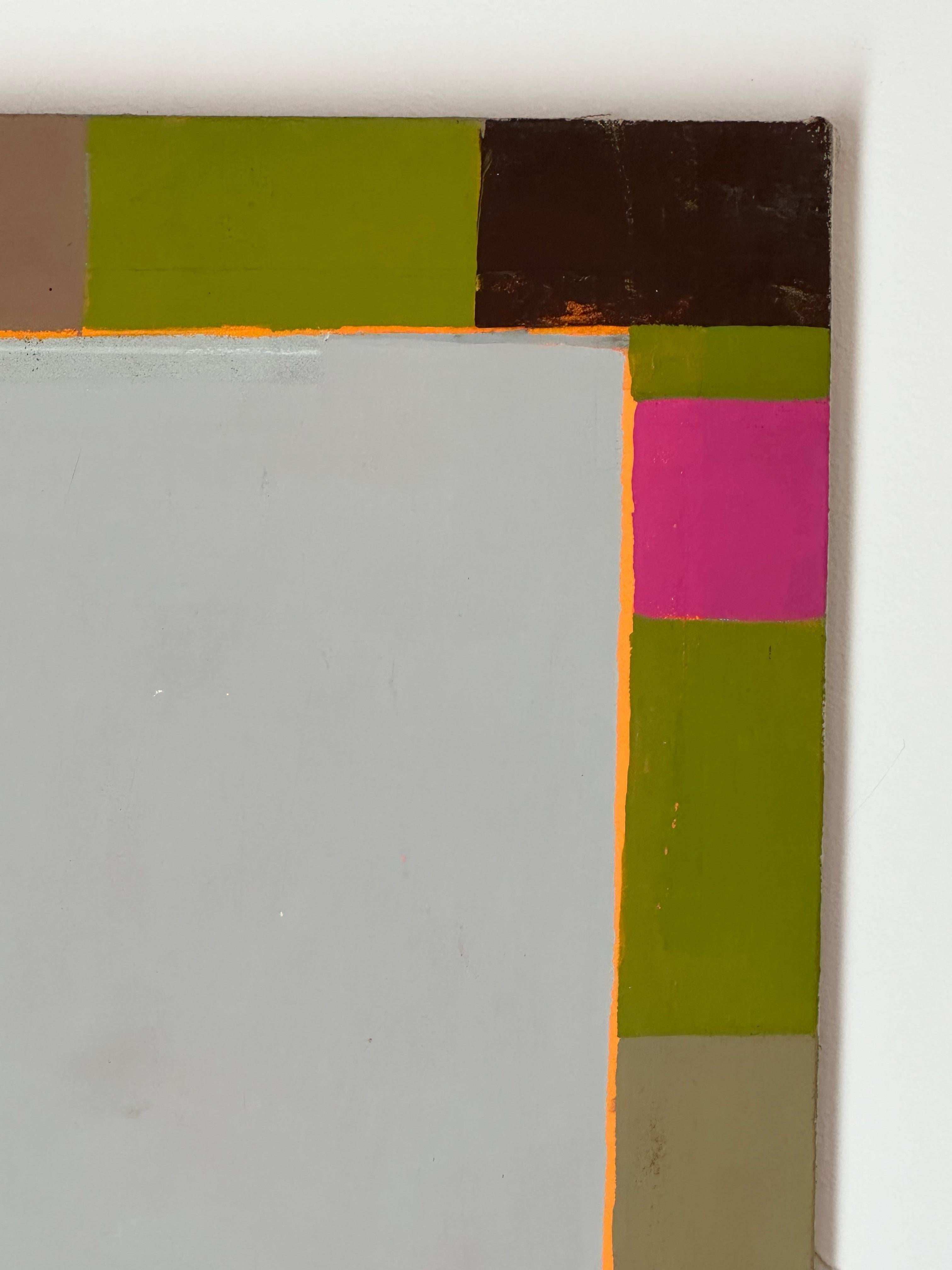 Zurma Two - Contemporary Geometric Abstract Stripes Color Pink Green Gray, 2016 For Sale 1