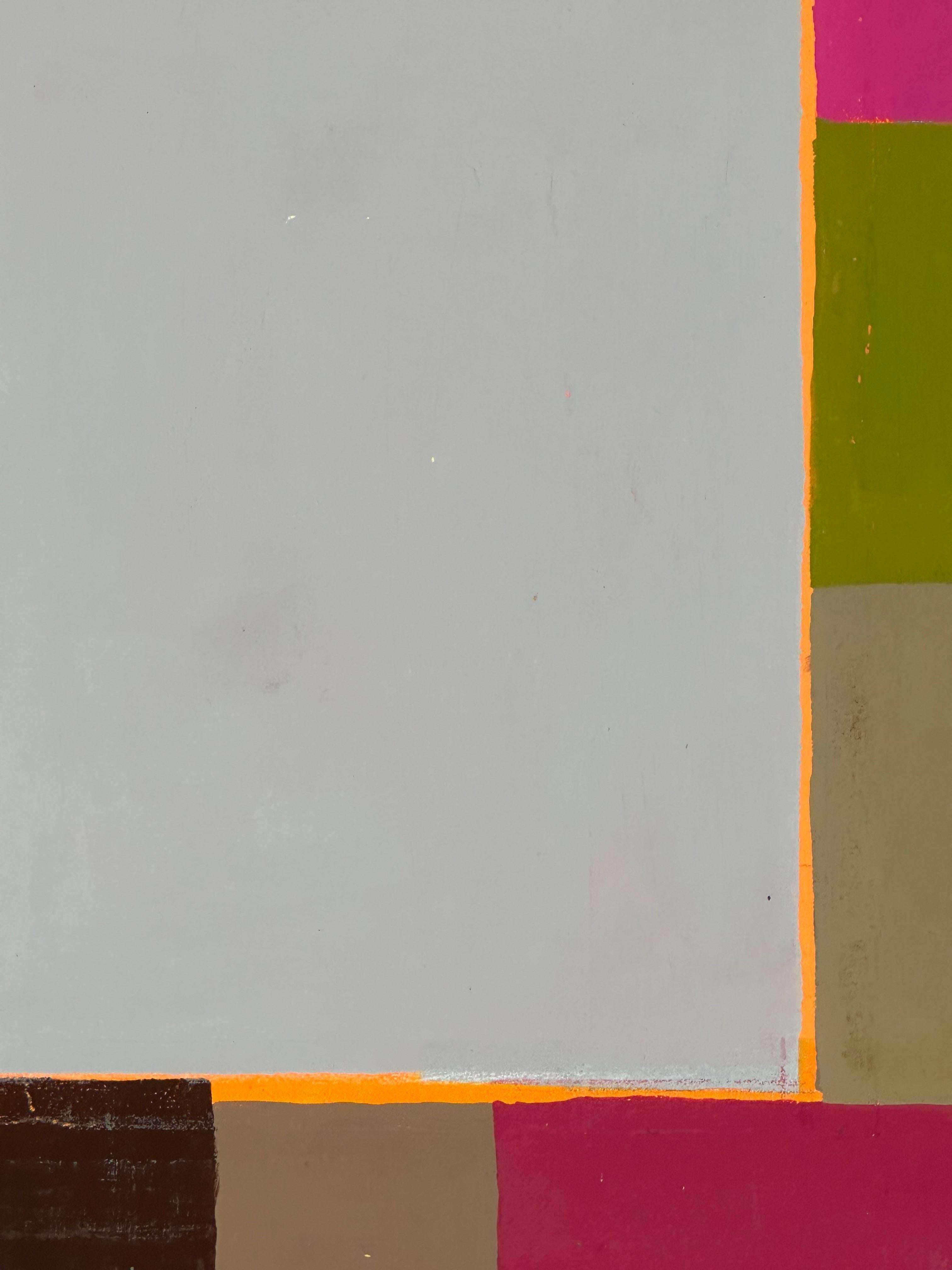 Zurma Two - Contemporary Geometric Abstract Stripes Color Pink Green Gray, 2016 For Sale 2