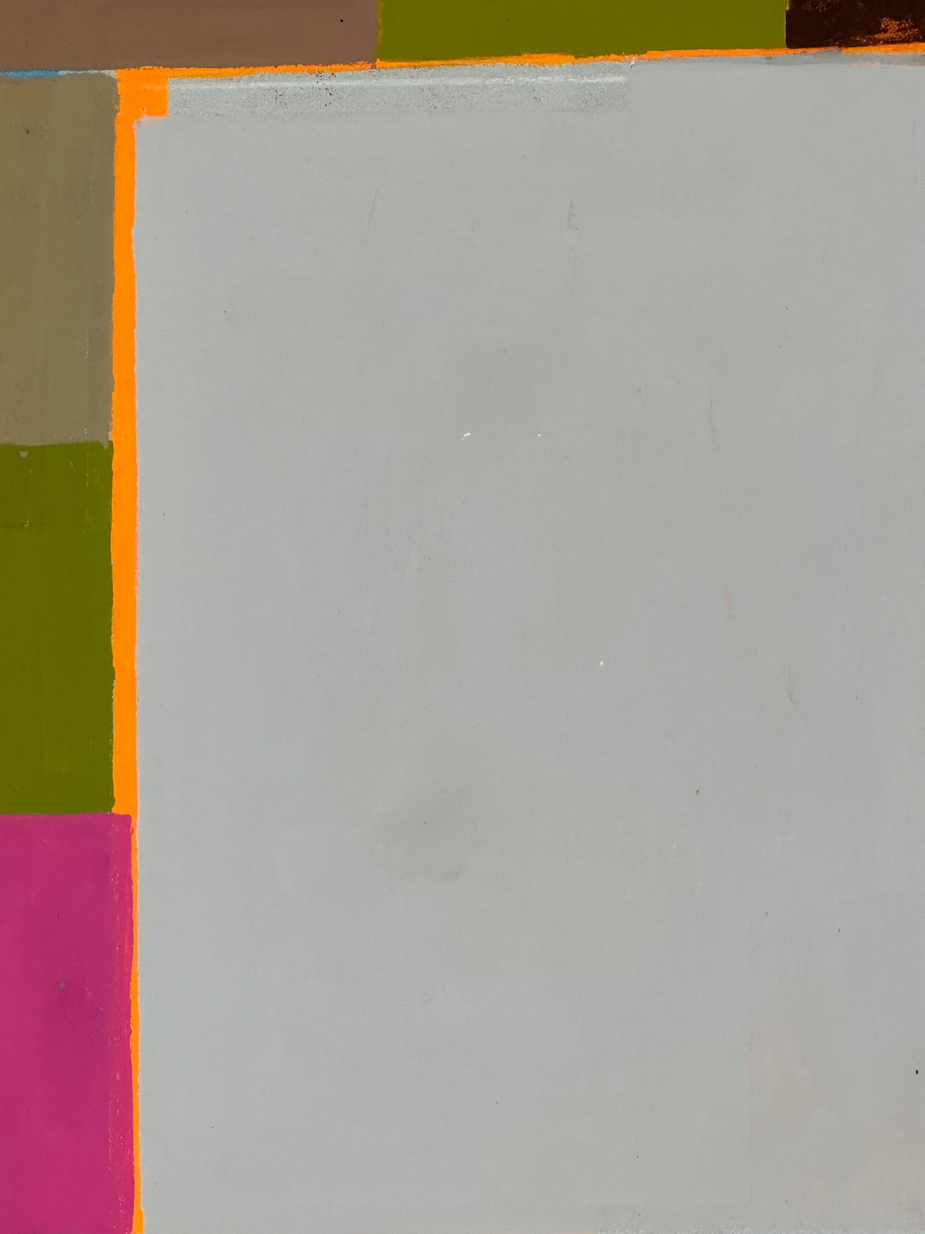 Zurma Two - Contemporary Geometric Abstract Stripes Color Pink Green Gray, 2016 For Sale 3