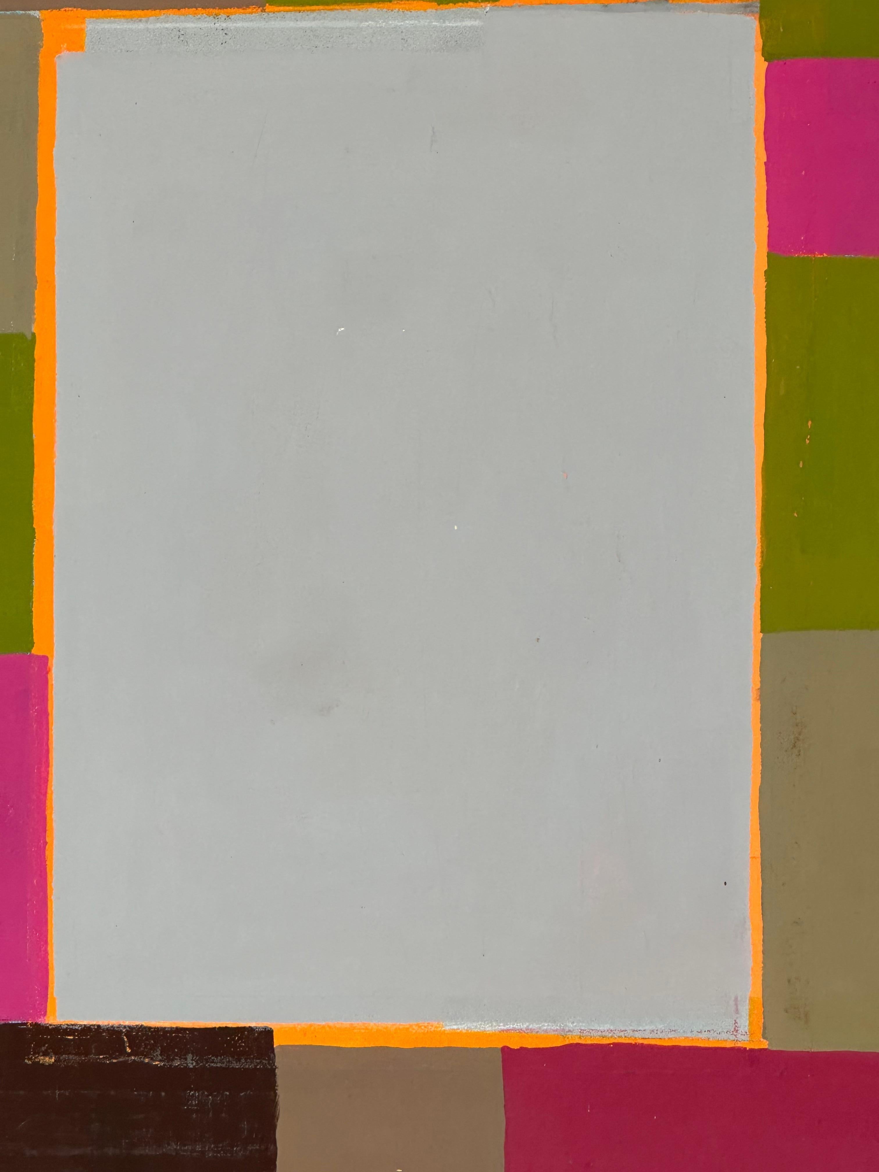 Zurma Two - Contemporary Geometric Abstract Stripes Color Pink Green Gray, 2016 For Sale 4