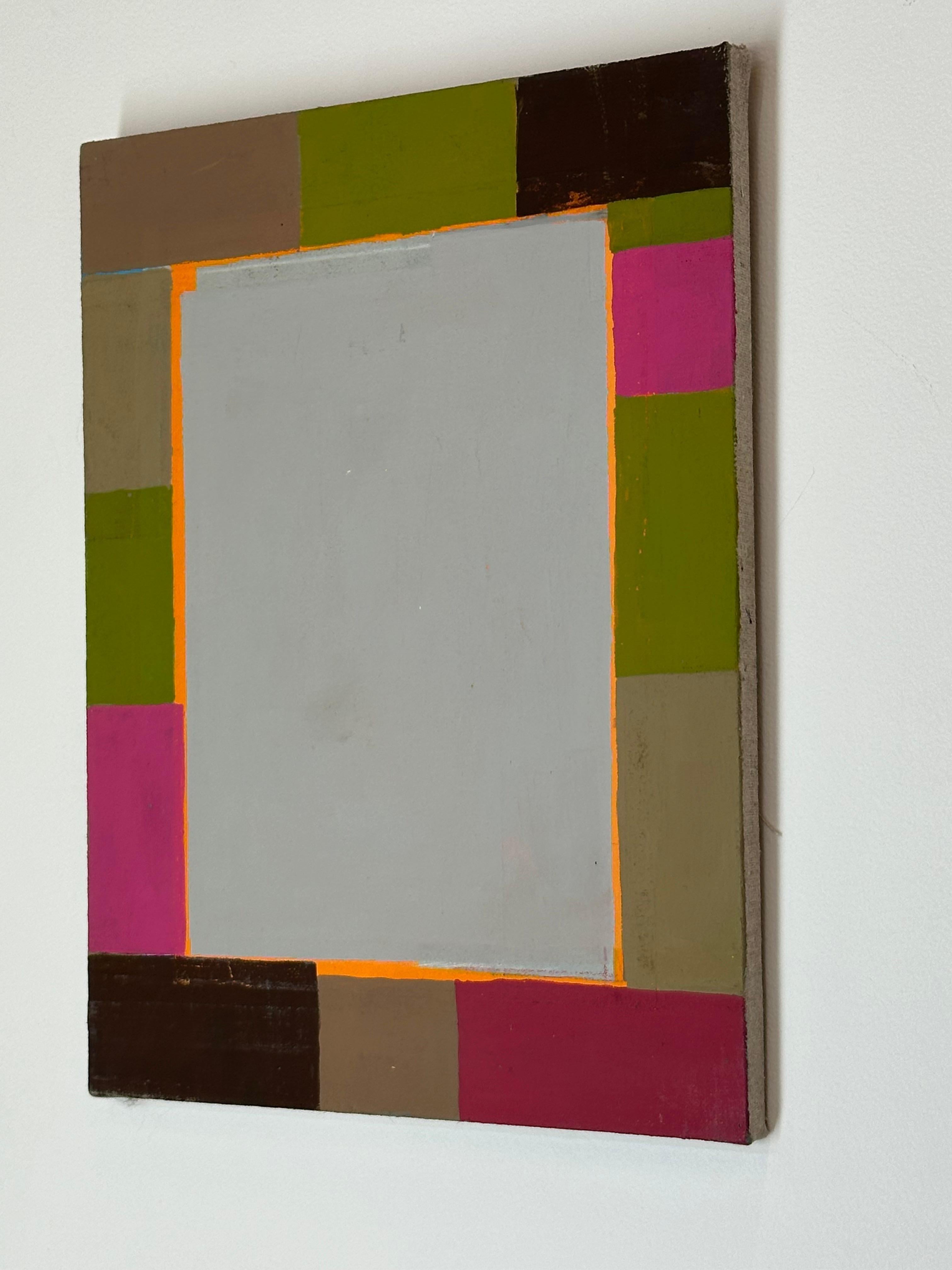 Zurma Two - Contemporary Geometric Abstract Stripes Color Pink Green Gray, 2016 For Sale 5