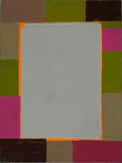 Zurma Two - Contemporary Geometric Abstract Stripes Color Pink Green Gray, 2016