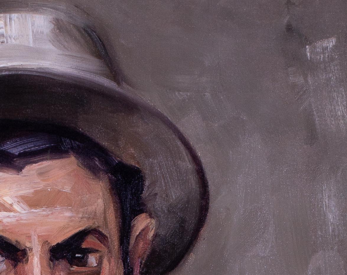 Retrato americano, 1912, de un hombre con corbata roja, obra de la artista Elizabeth Grandin en venta 4