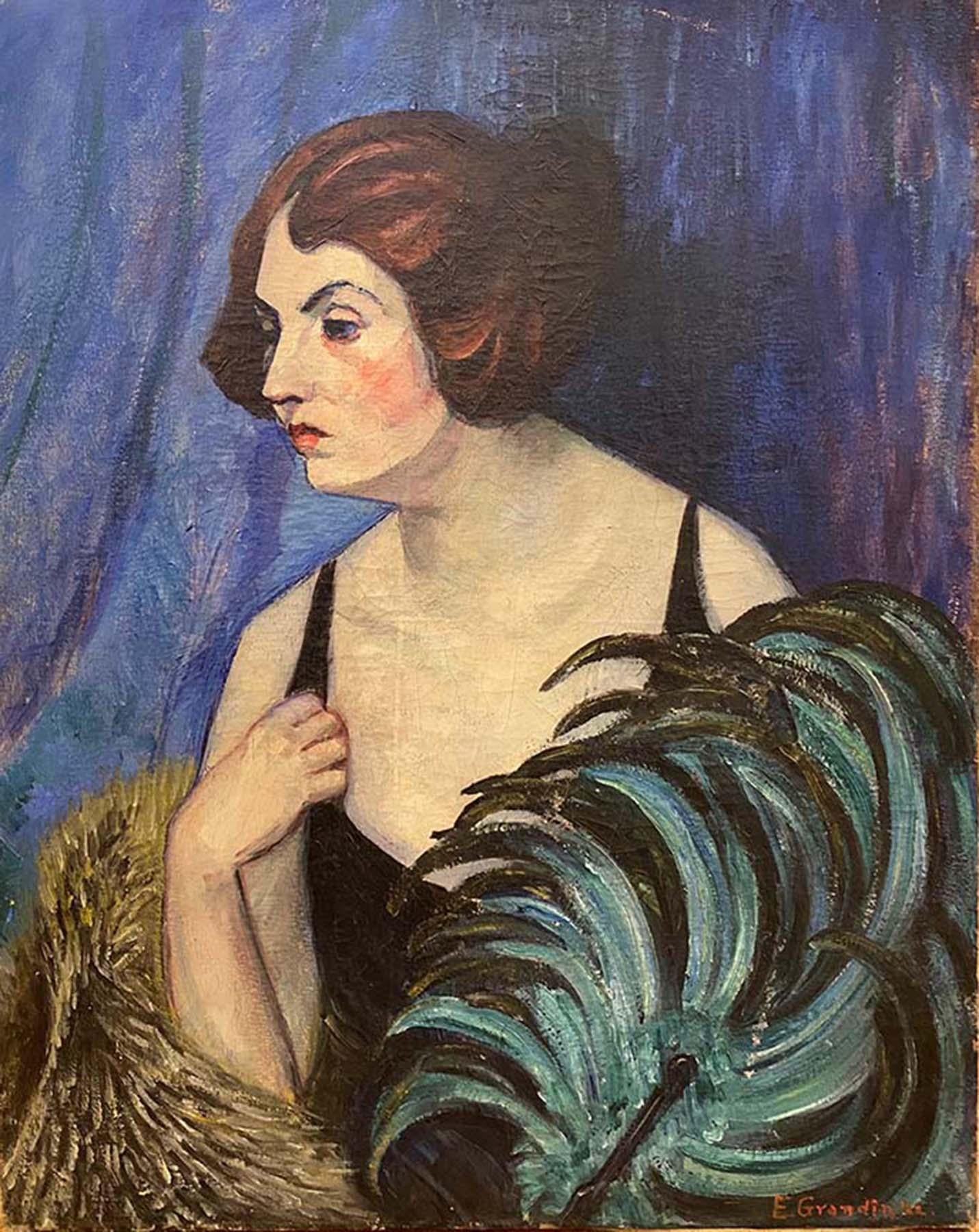 Art Deco Portrait  - Painting by Elizabeth Grandin