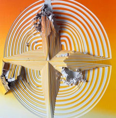Cut 2 ply museum board, abstract wall sculpture: 'Orange & White Gunshot'