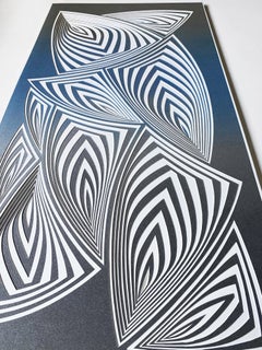 Cortada con bisturí quirúrgico en tablero de museo de 2 capas: Azul plateado