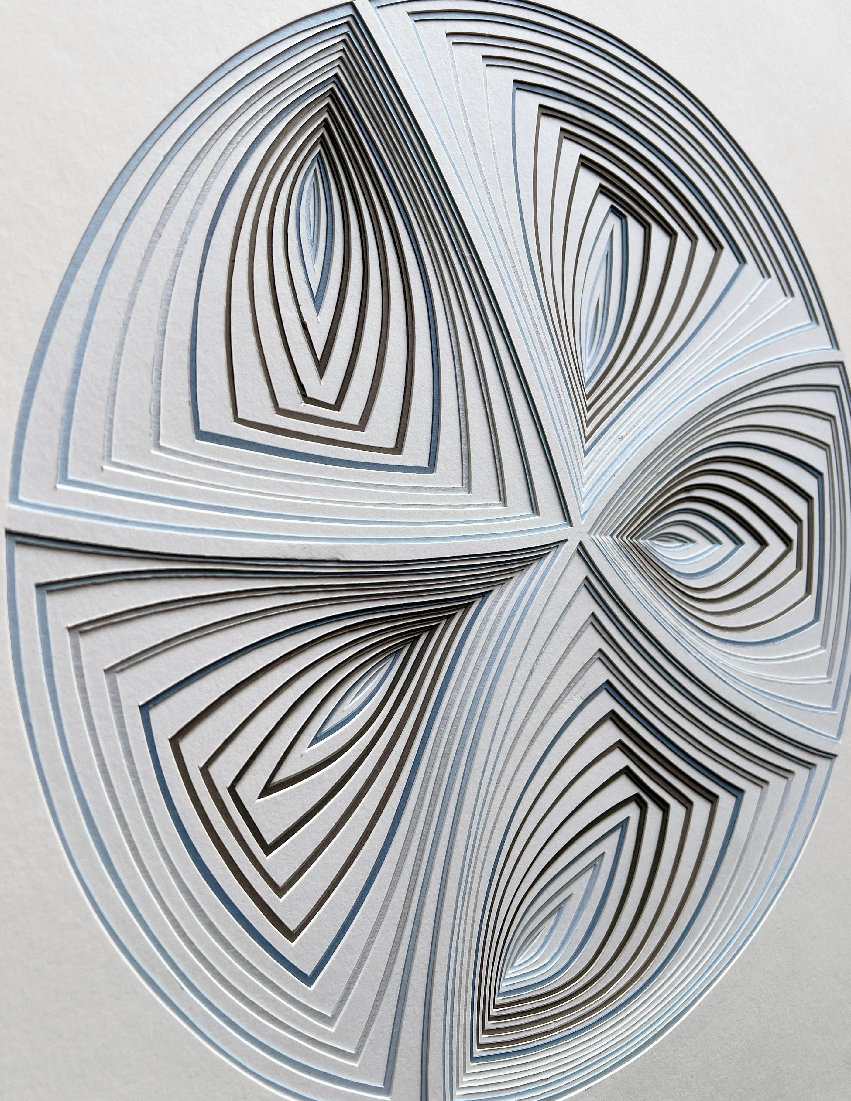 Cut Work: 'Blue Taupe Circle In' - Contemporary Painting by Elizabeth Gregory-Gruen