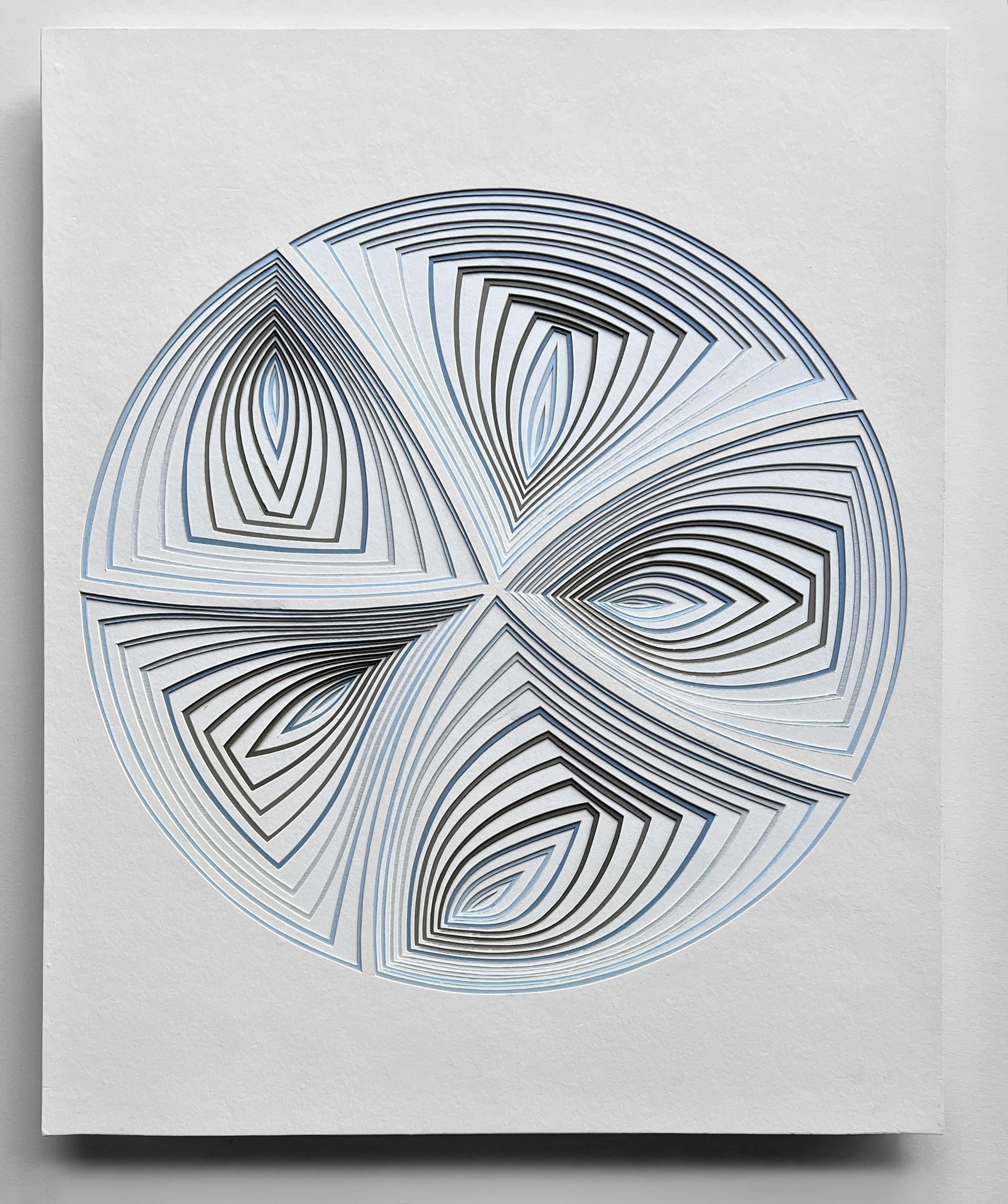 Elizabeth Gregory-Gruen Abstract Painting - Cut Work: 'Blue Taupe Circle In'