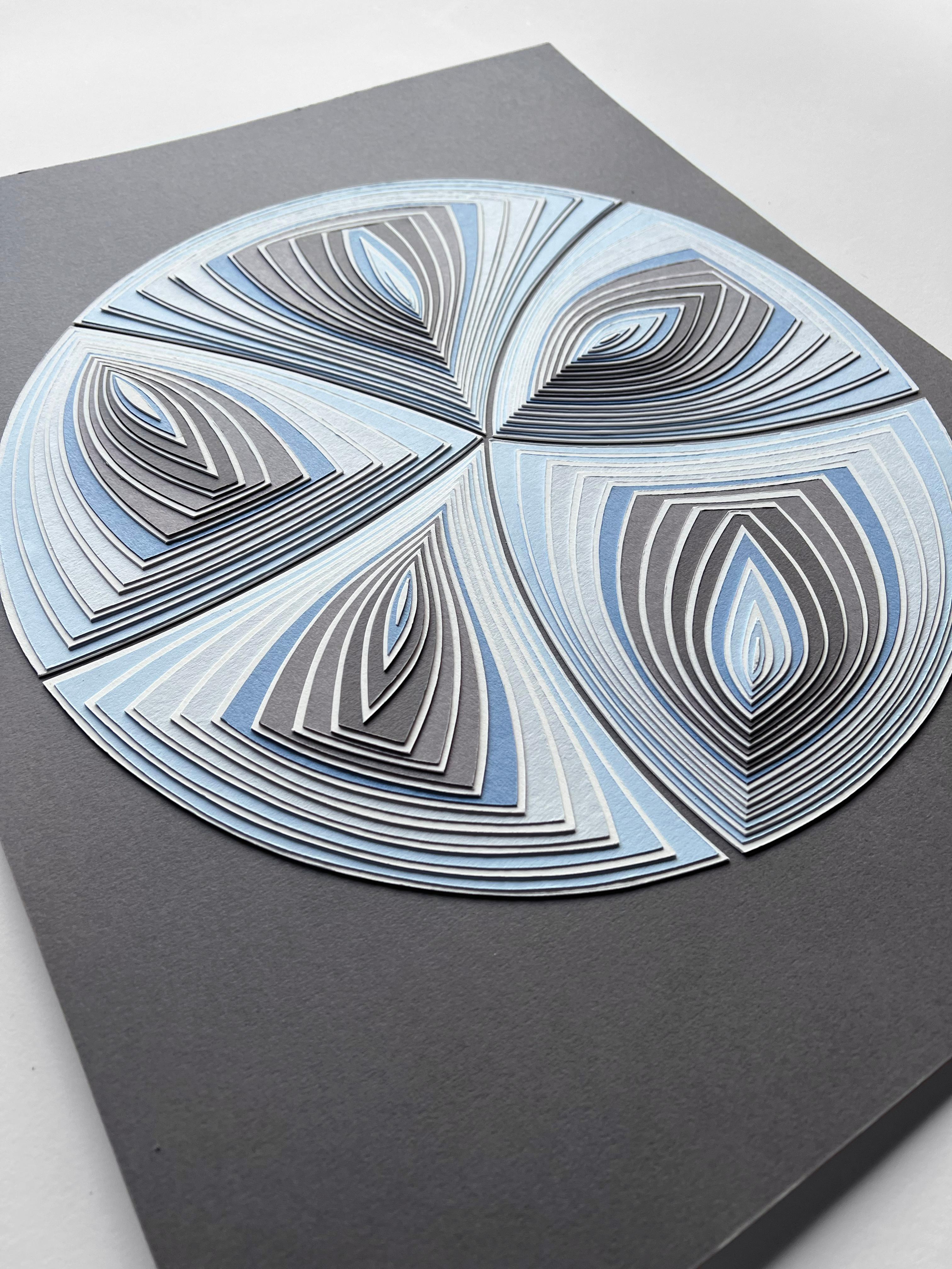 Cut Work: 'Blue Taupe Circle Out' For Sale 4