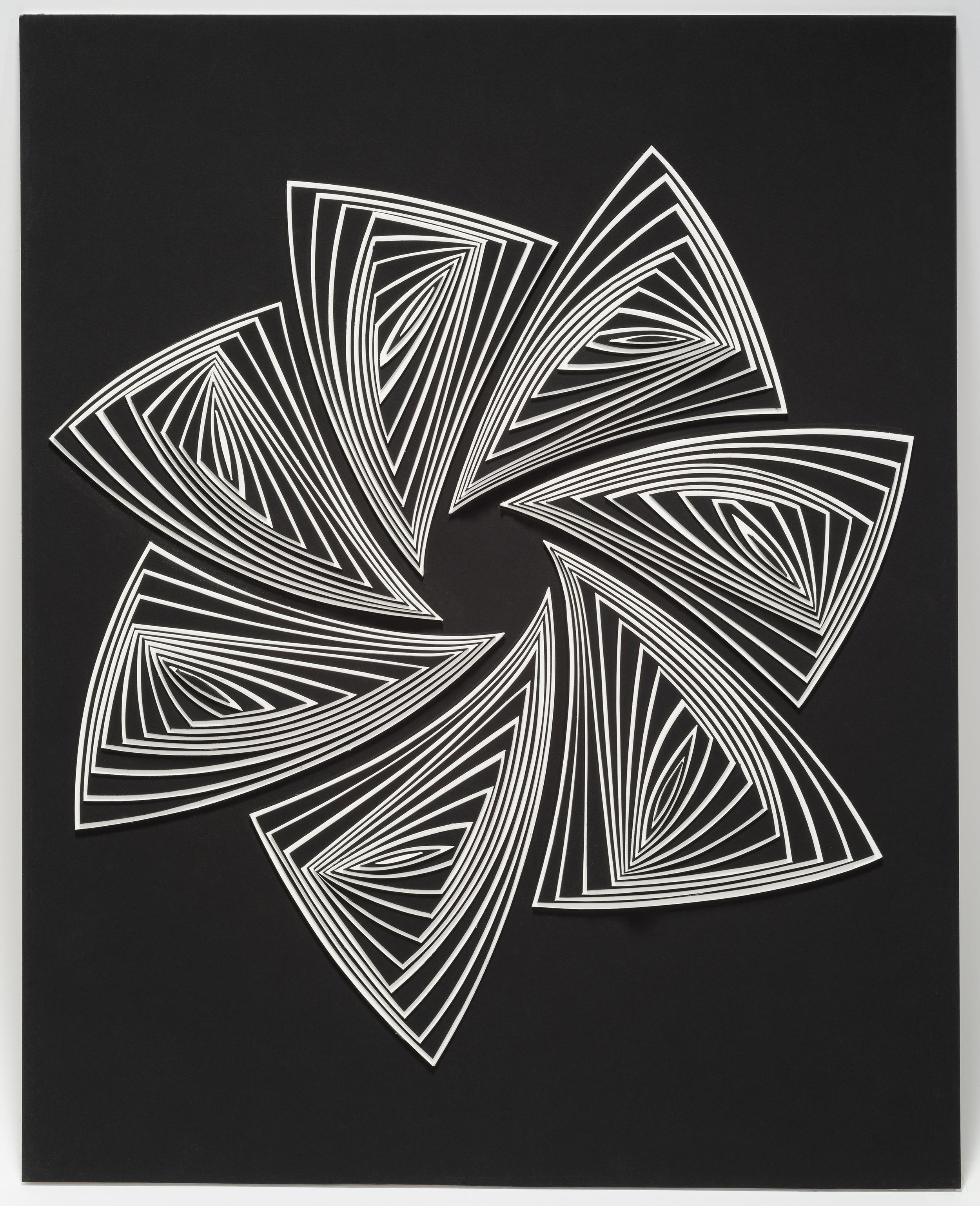 Elizabeth Gregory-Gruen Abstract Painting - Cutwork: 'Black White Flip Star-In'	