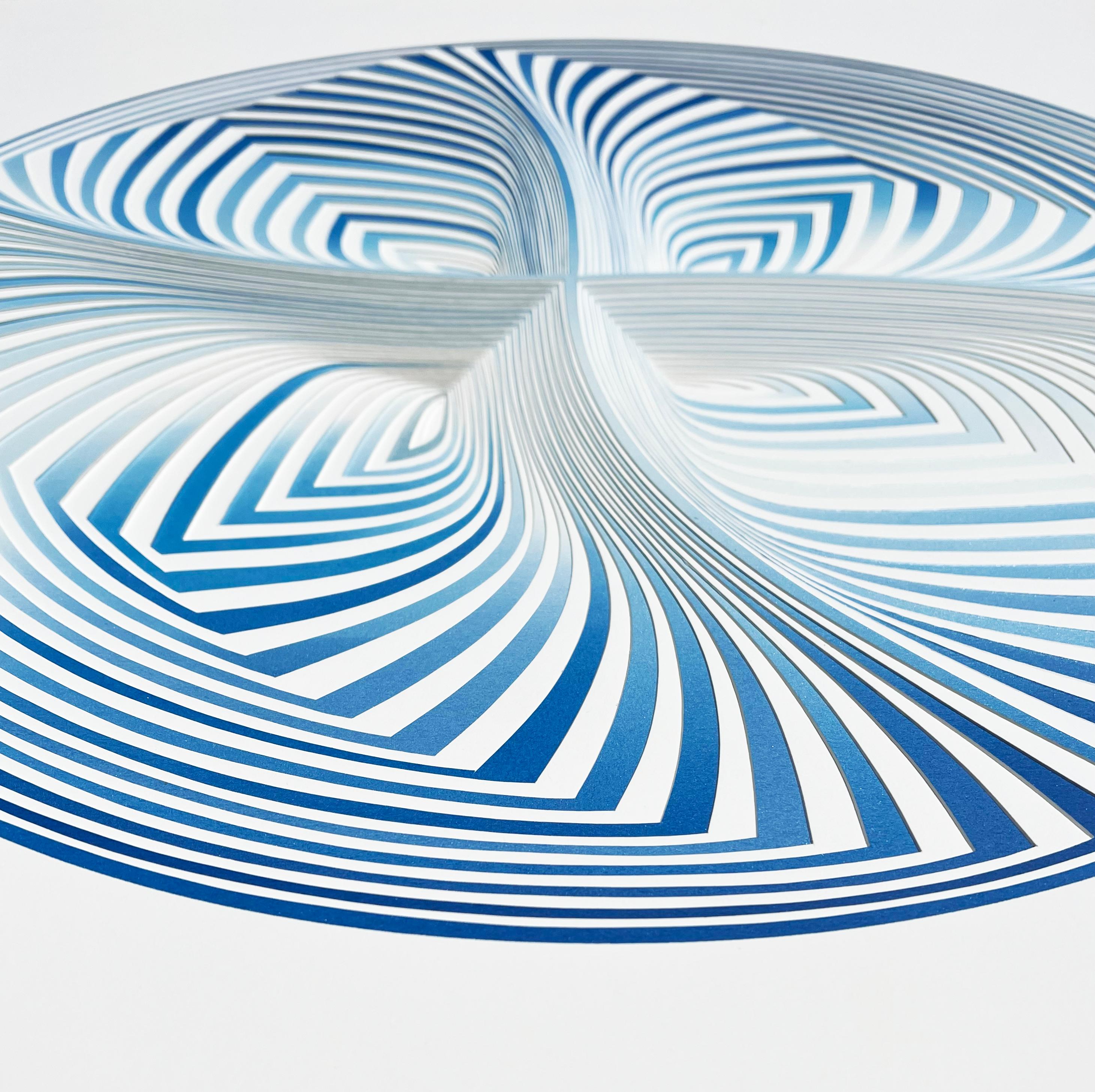 Cutwork :Blue & White Circle - In - Contemporary Mixed Media Art by Elizabeth Gregory-Gruen