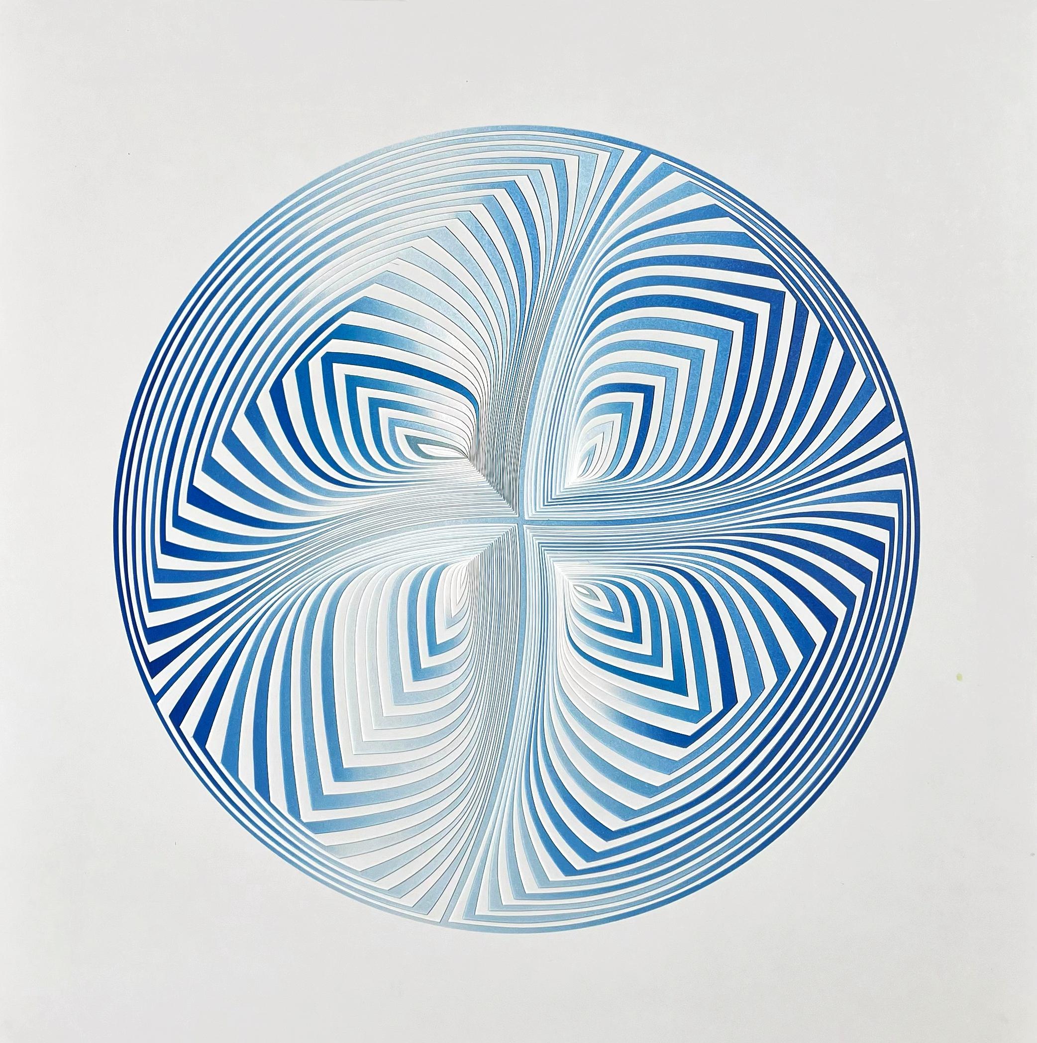 Cutwork :Blue & White Circle - In - Mixed Media Art by Elizabeth Gregory-Gruen