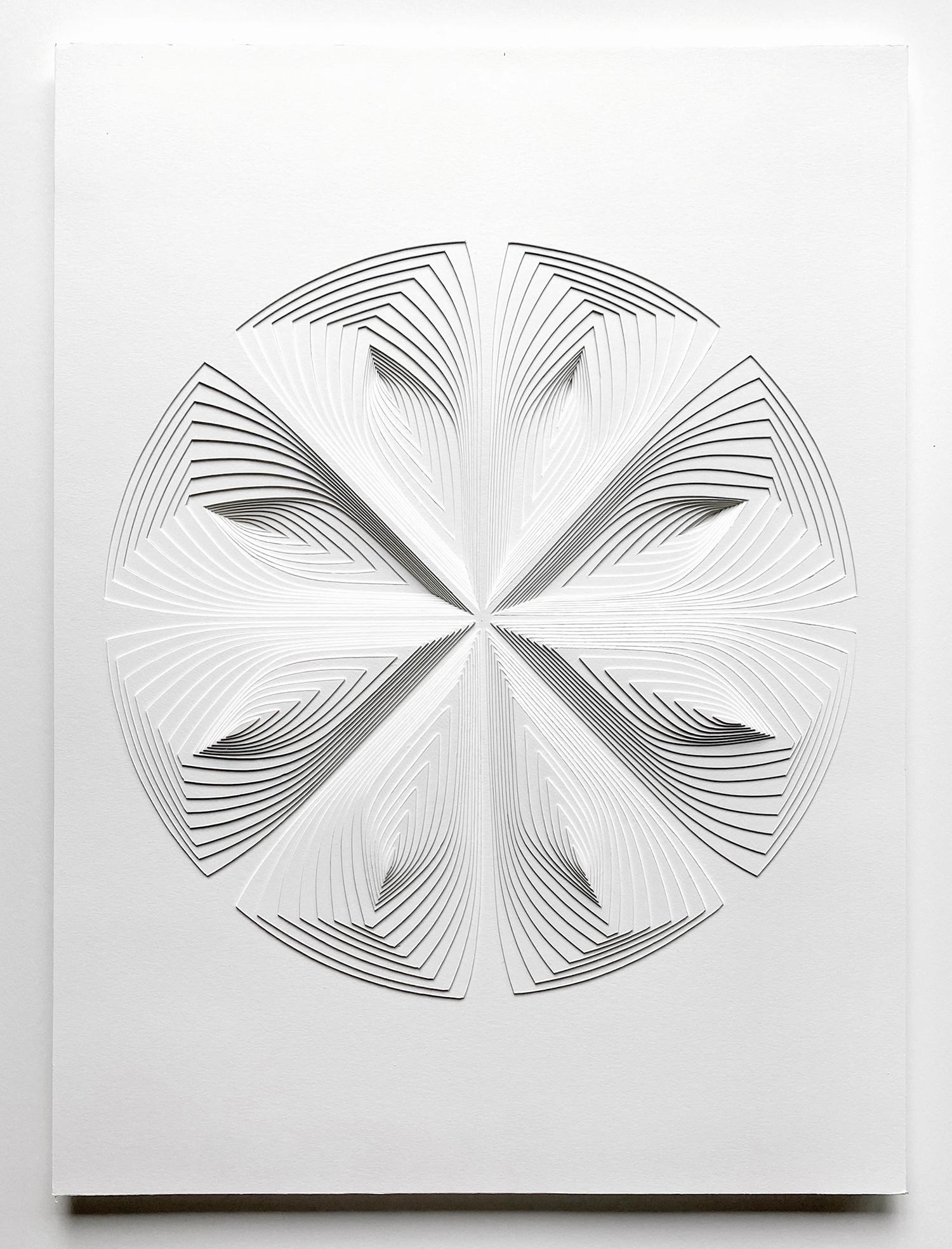 Free Hand Cut Work on 2 ply museum board: 'Multi-Circle Reflection'