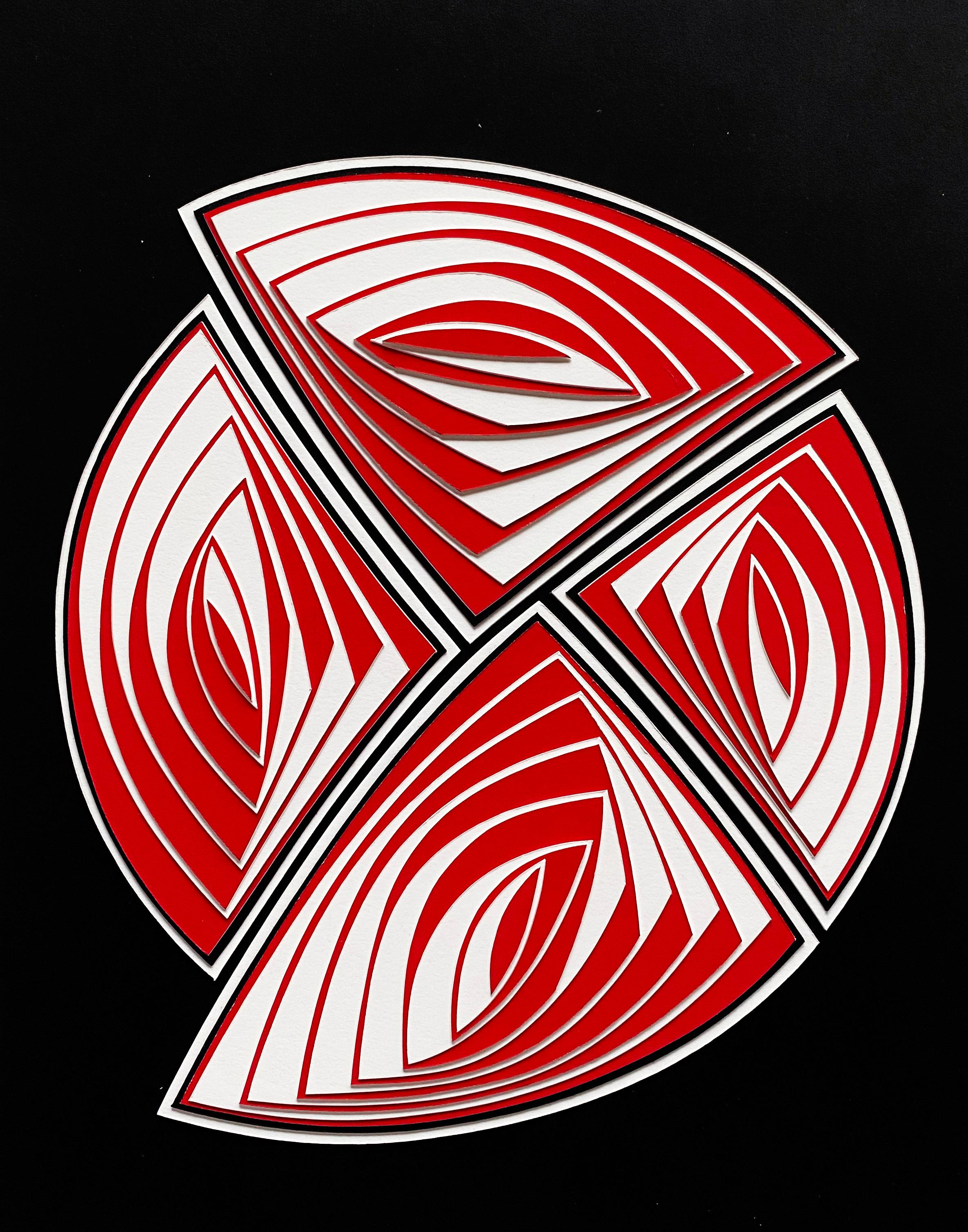 Elizabeth Gregory-Gruen Abstract Painting - Free-Hand, Minimal, Cutwork: 'Black Red White-In'