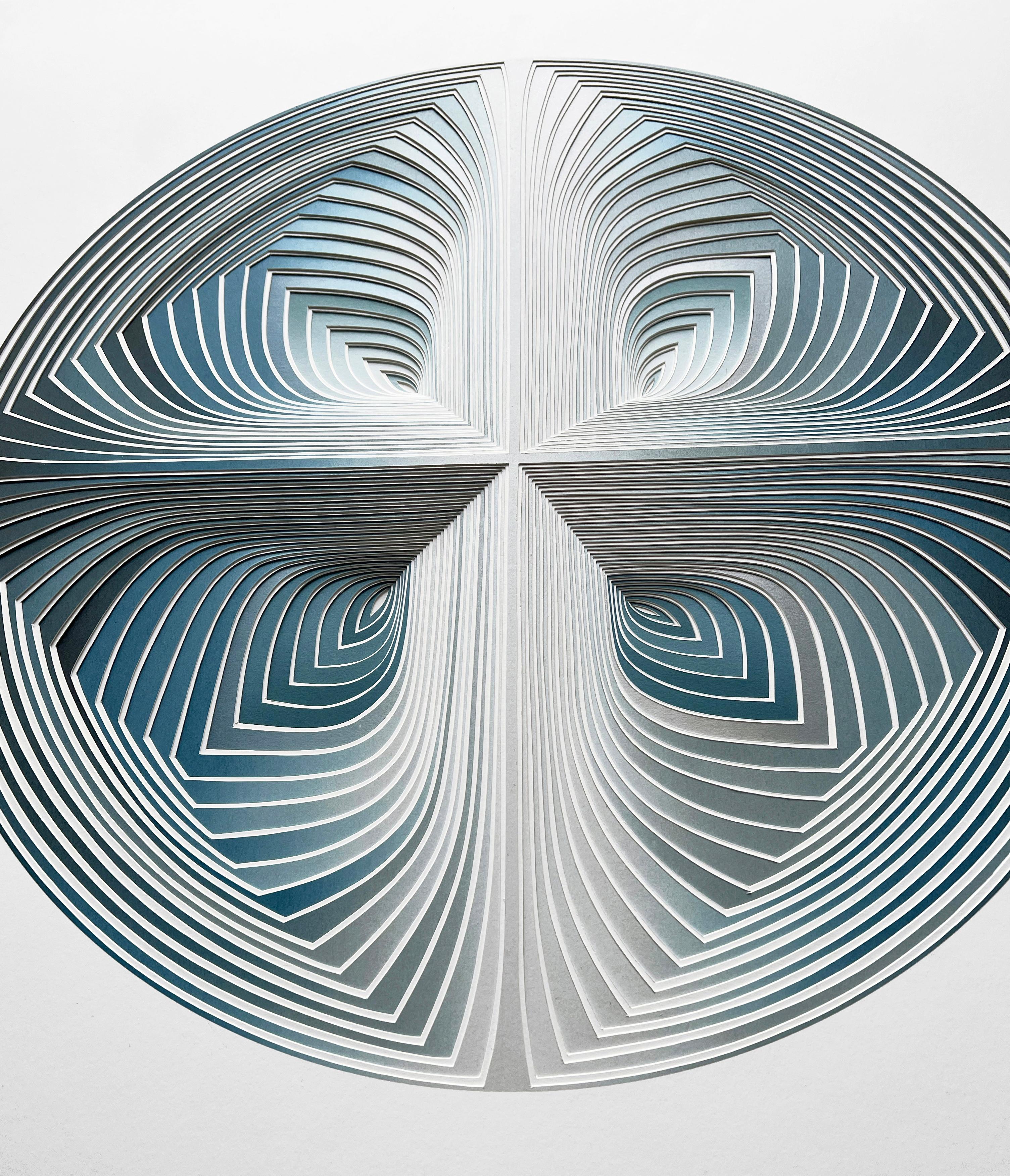 Free Hand, Minimal, Cutwork: 'Blue Melange Circle' (Círculo azul melange) en venta 6