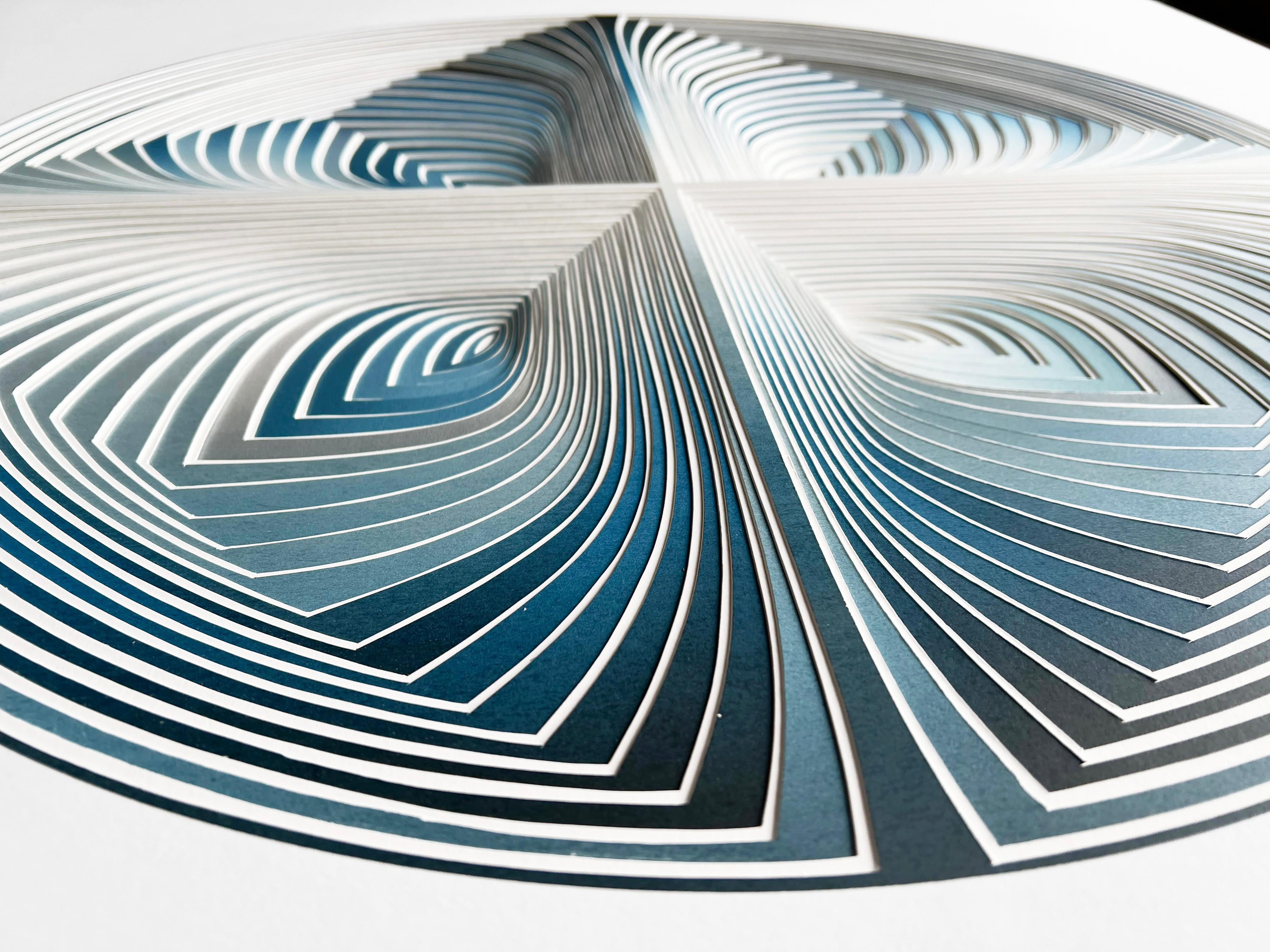 Free Hand, Minimal, Cutwork: 'Blue Melange Circle' (Círculo azul melange) en venta 3