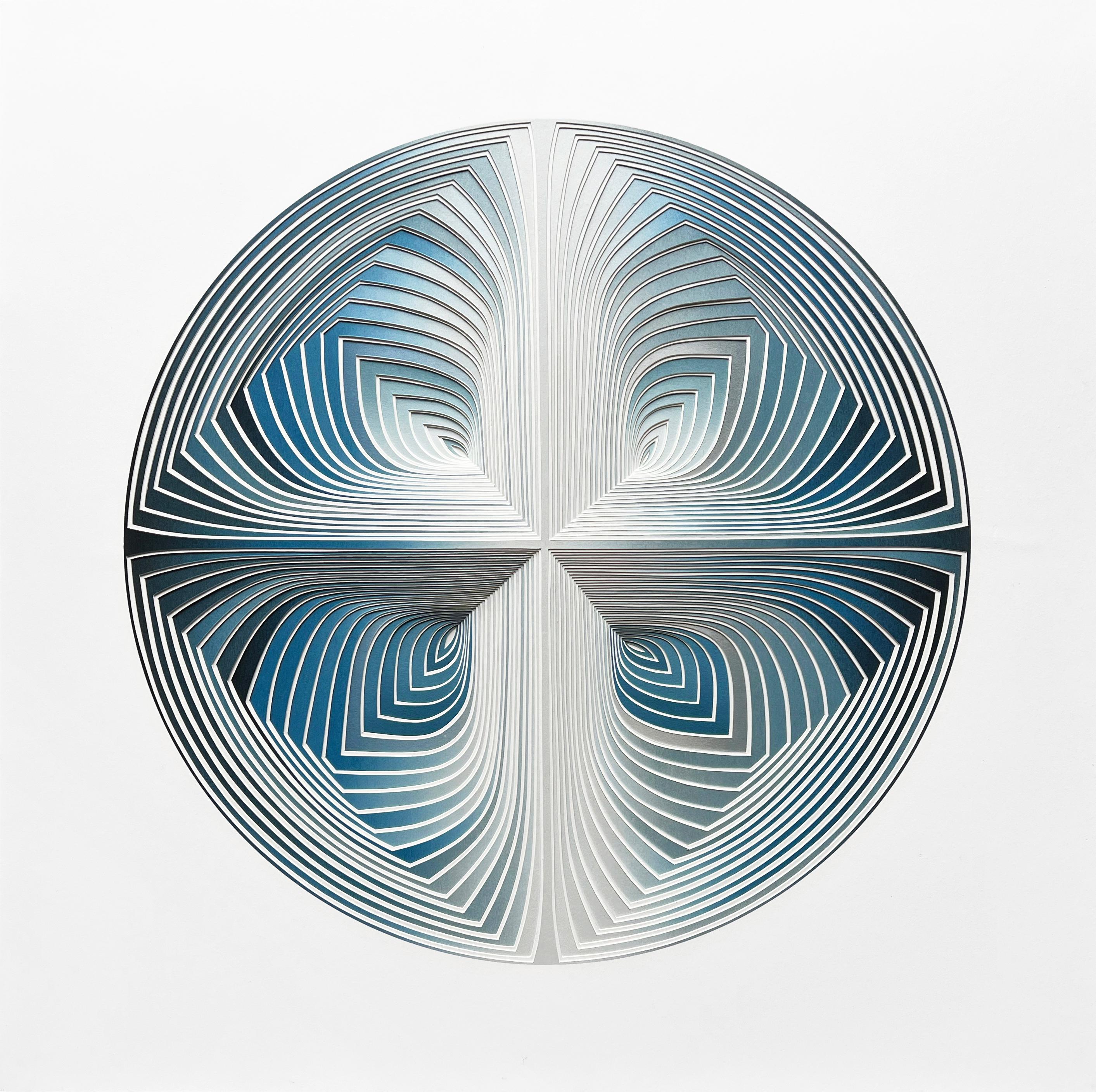 Free Hand, Minimal, Cutwork: 'Blue Melange Circle' (Círculo azul melange)