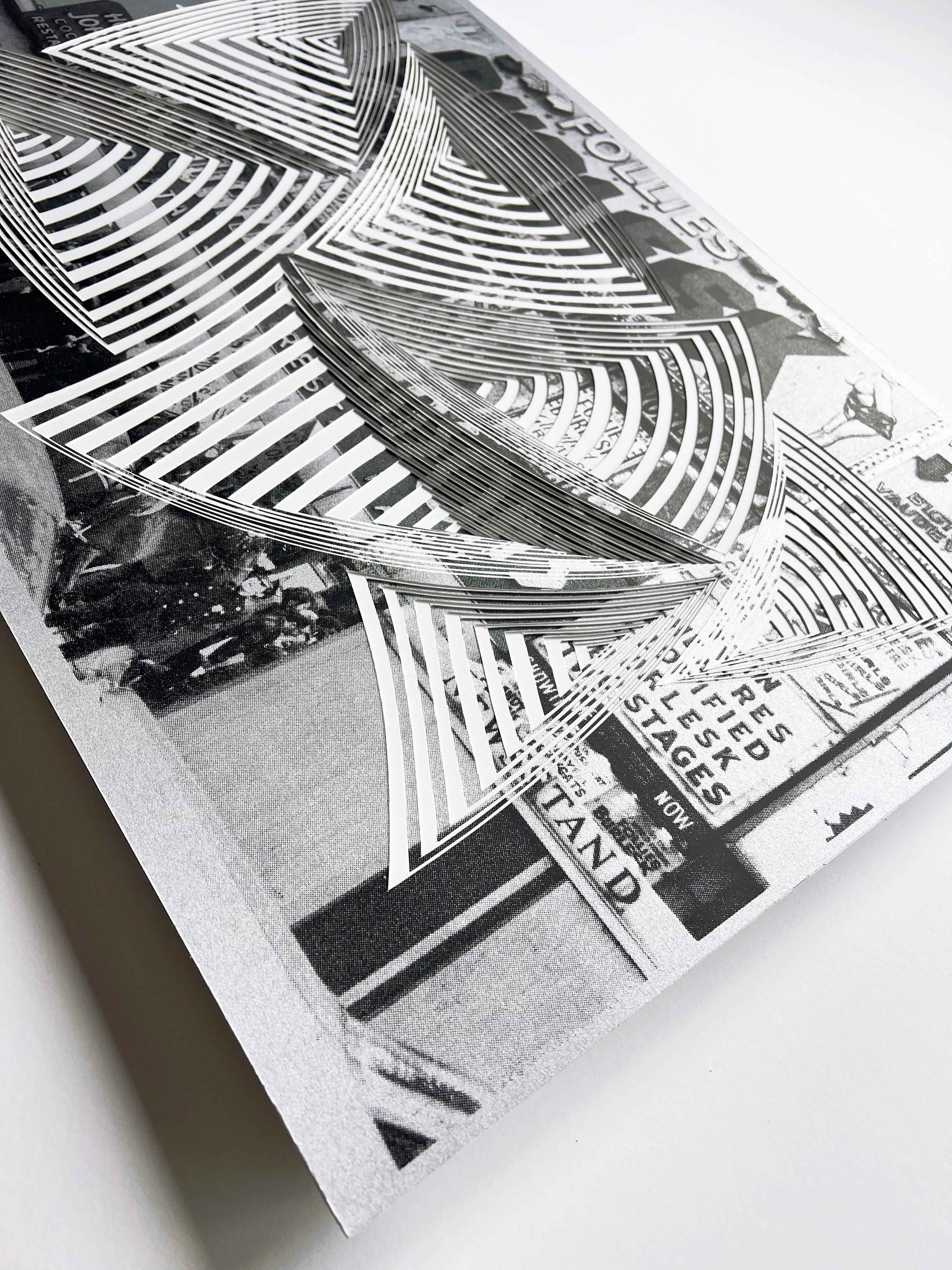 Elizabeth Gregory-Gruens Cut Work-Serie ist ein freihändiger Papierschneideprozess, der die Konturen unserer sich ständig verändernden emotionalen Erfahrung durch die Bewegung von Form, Linie und Farbe aufzeichnet. 

     Die mit dem Skalpell