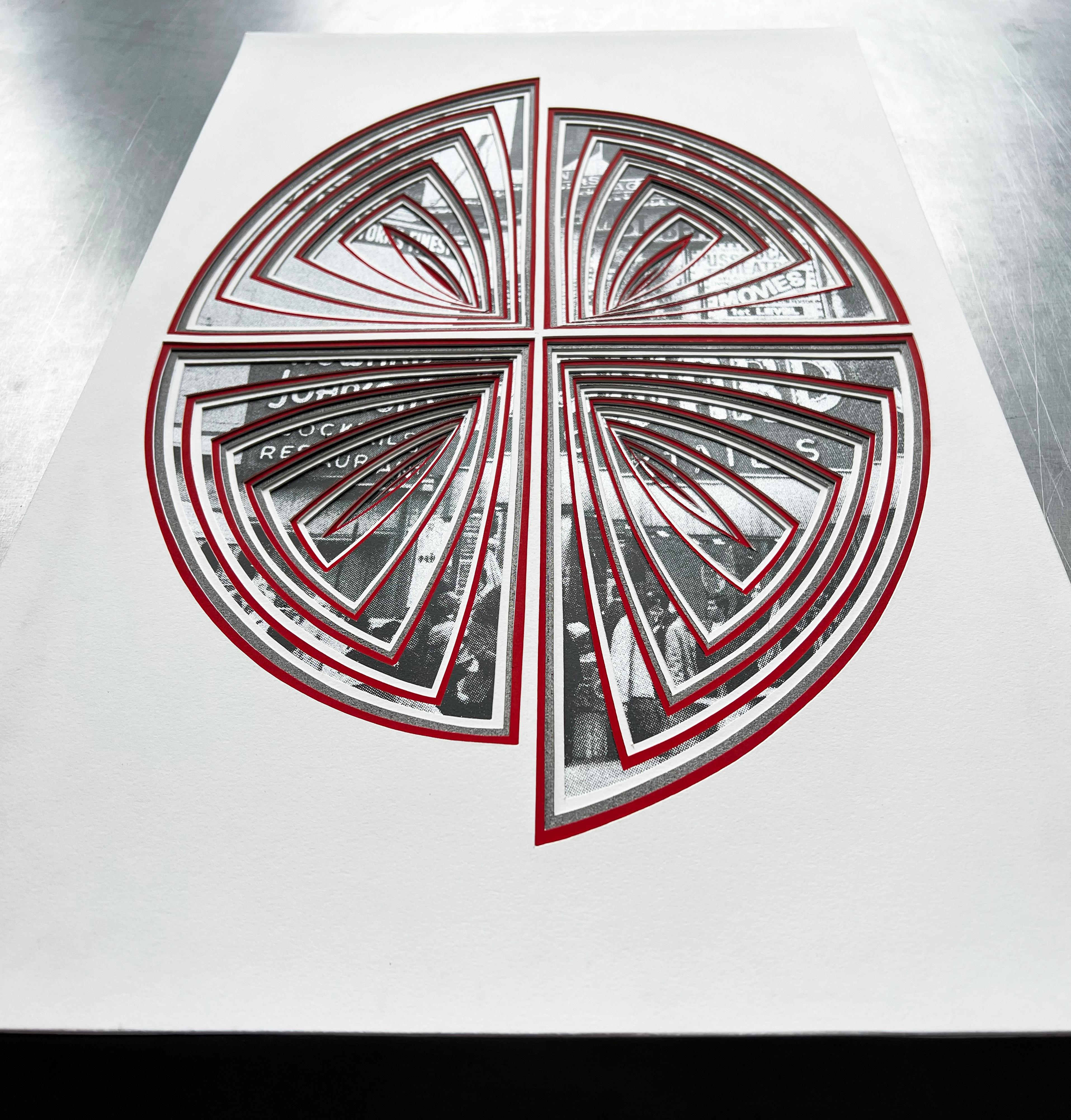 Free-Hand, Minimal, Cutwork: 'NYC Four Piece-In' - Gray Abstract Painting by Elizabeth Gregory-Gruen