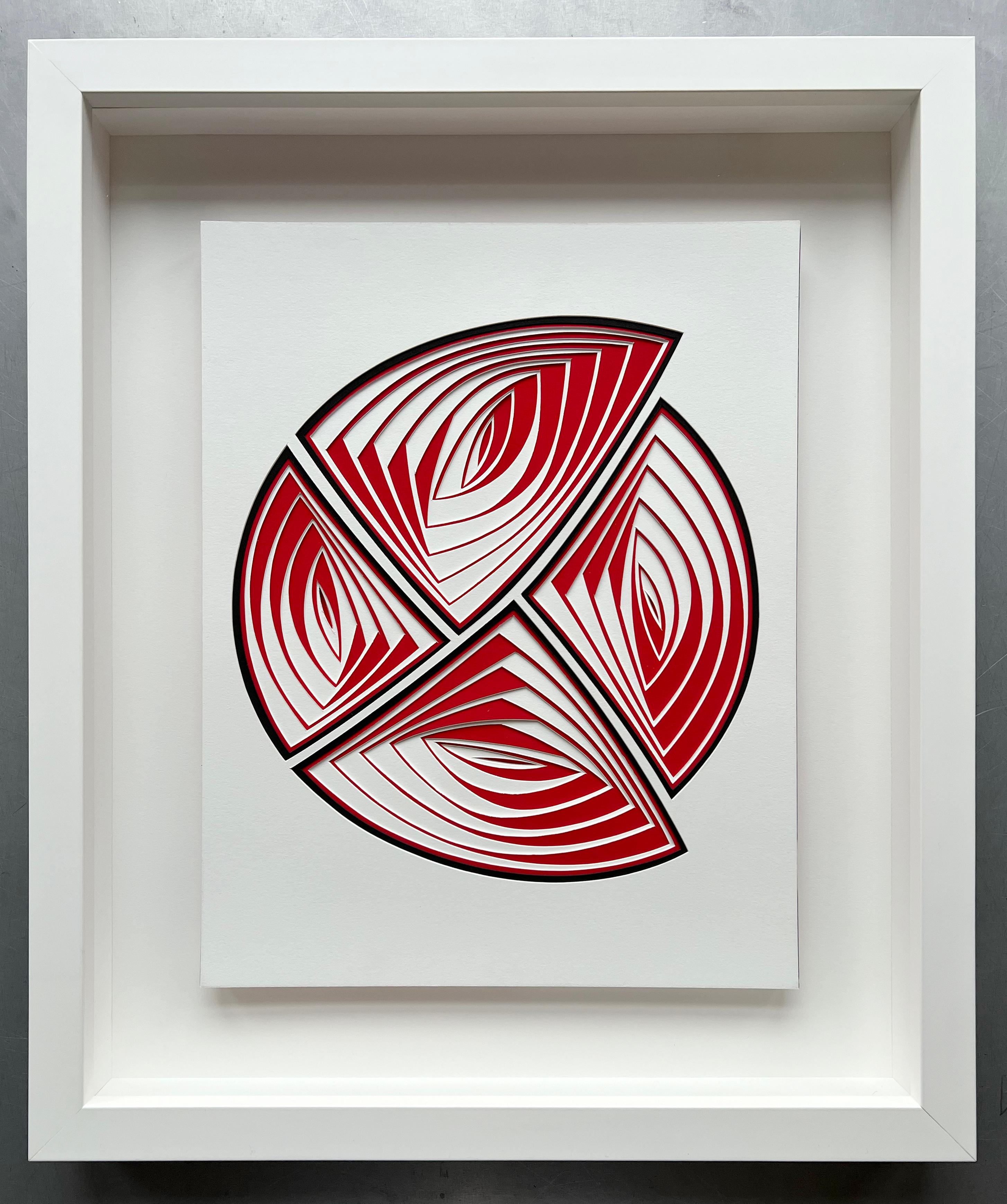 Mano alzada, mínima, calada: 'Blanco Rojo Negro' - Painting de Elizabeth Gregory-Gruen