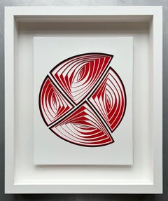 Travail à main levée, minimal, cutwork : "White Red Black-In" (blanc, rouge, noir)