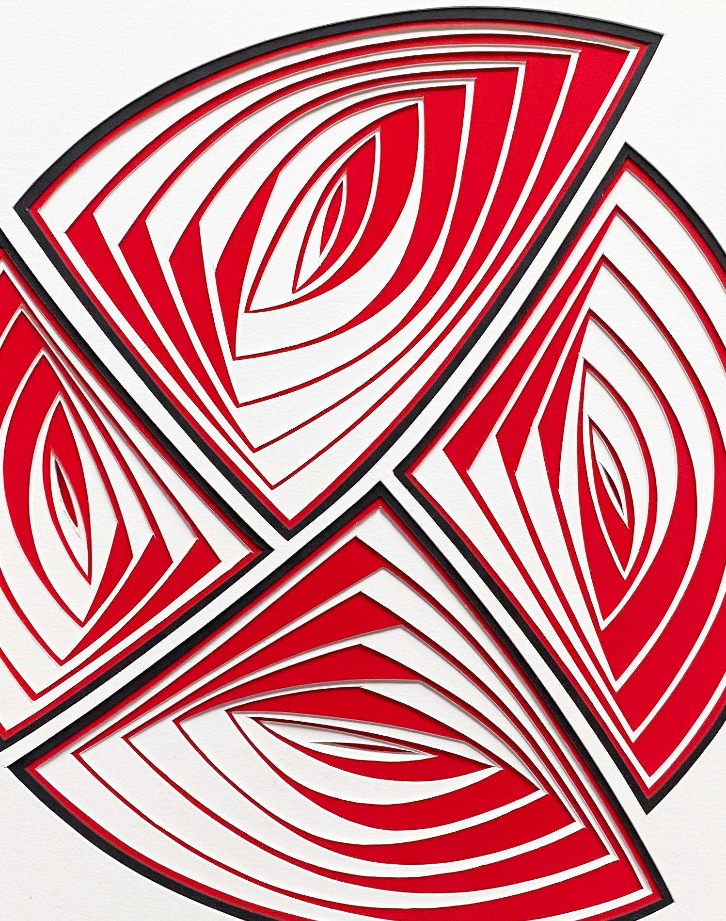Mano alzada, mínima, calada: 'Blanco Rojo Negro' - Painting Contemporáneo de Elizabeth Gregory-Gruen