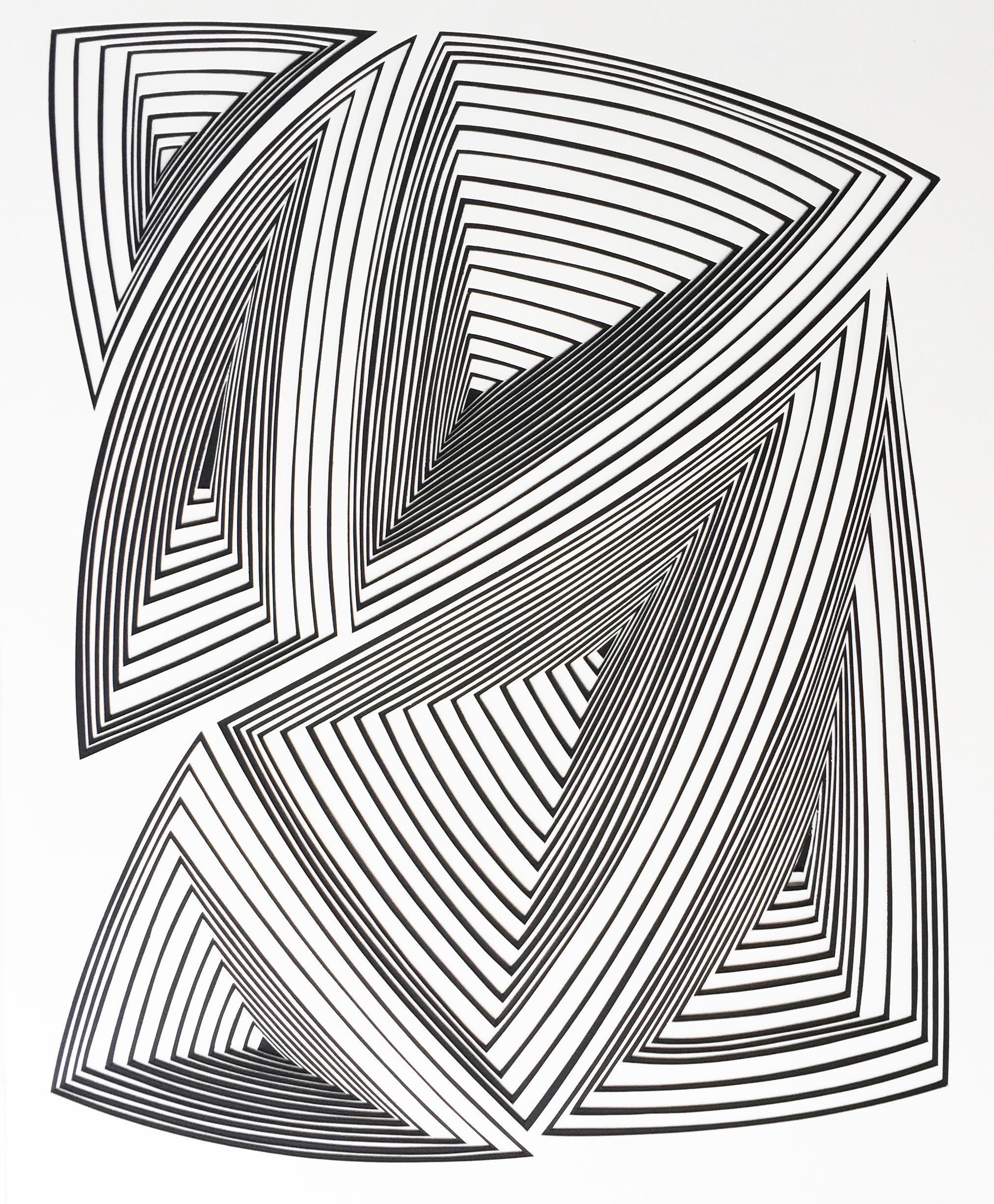 Elizabeth Gregory-Gruen Abstract Painting - Freehand Cut with Surgical Scalpel on 2 ply Museum: Black & White Abstract - In 