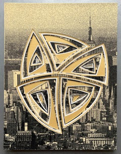 Freihand, minimalistisch, Cutwork: 'NYC in Gold'