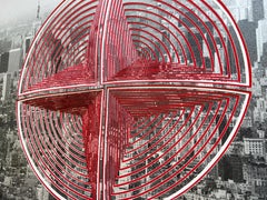 Free-Hand, Minimal, Cutwork: 'NYC in Red-In'