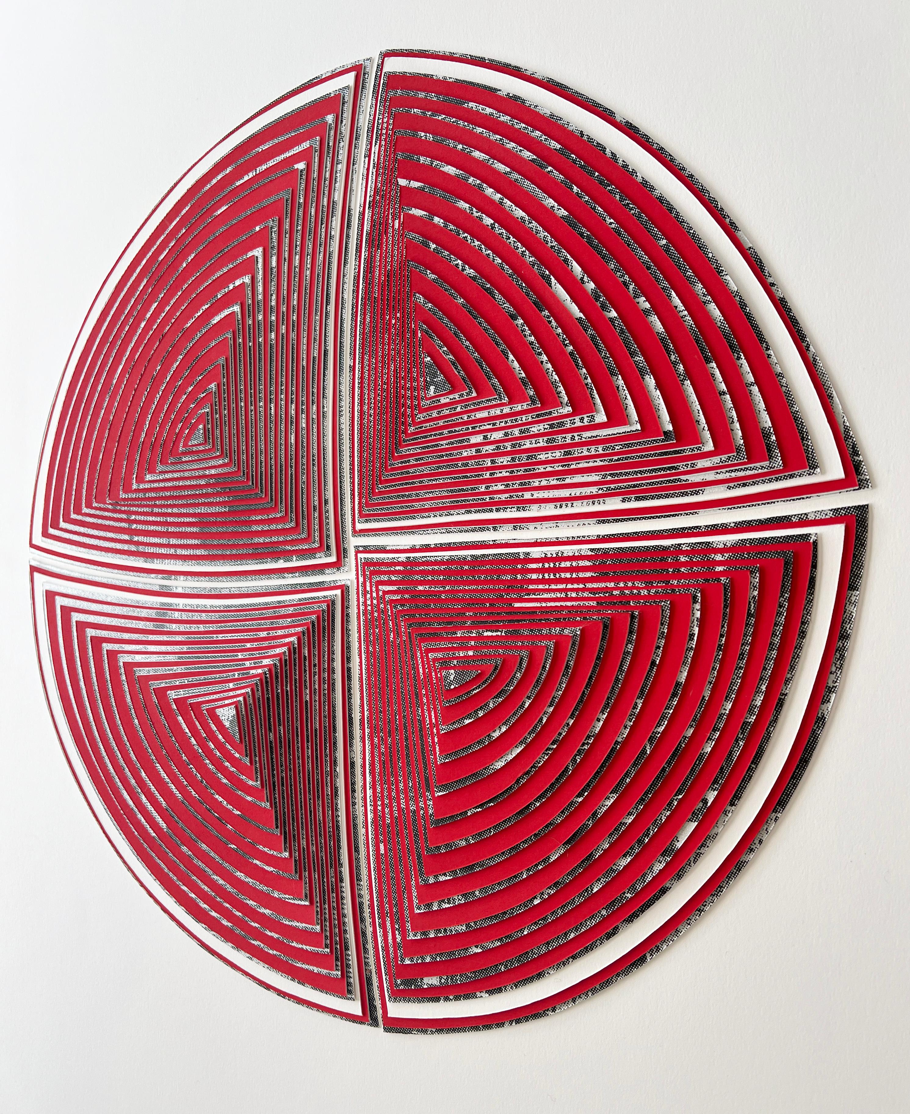 Free-Hand, Minimal, Cutwork: 'NYC in Red-Out' - Painting by Elizabeth Gregory-Gruen