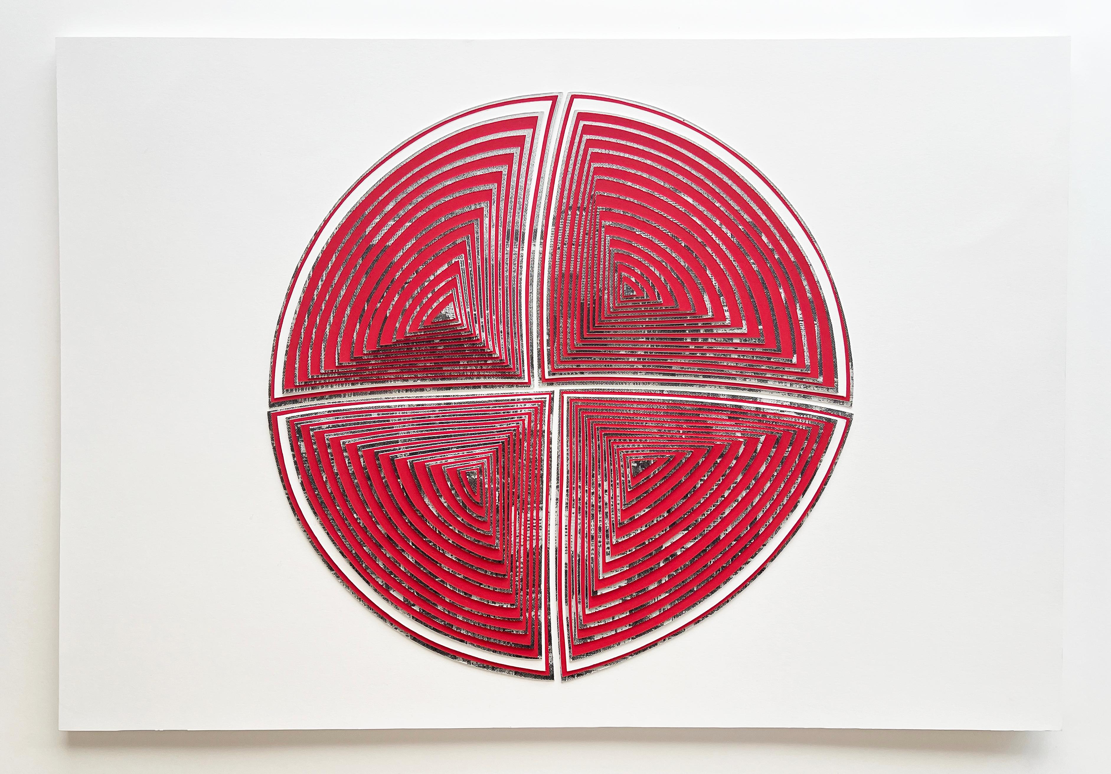 Elizabeth Gregory-Gruen Abstract Painting - Free-Hand, Minimal, Cutwork: 'NYC in Red-Out'