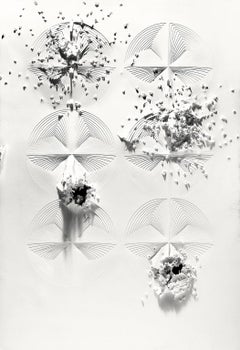 "4 in 6 Gunshot", Hand Cut Paper Wall Relief Sculpture, Abstract