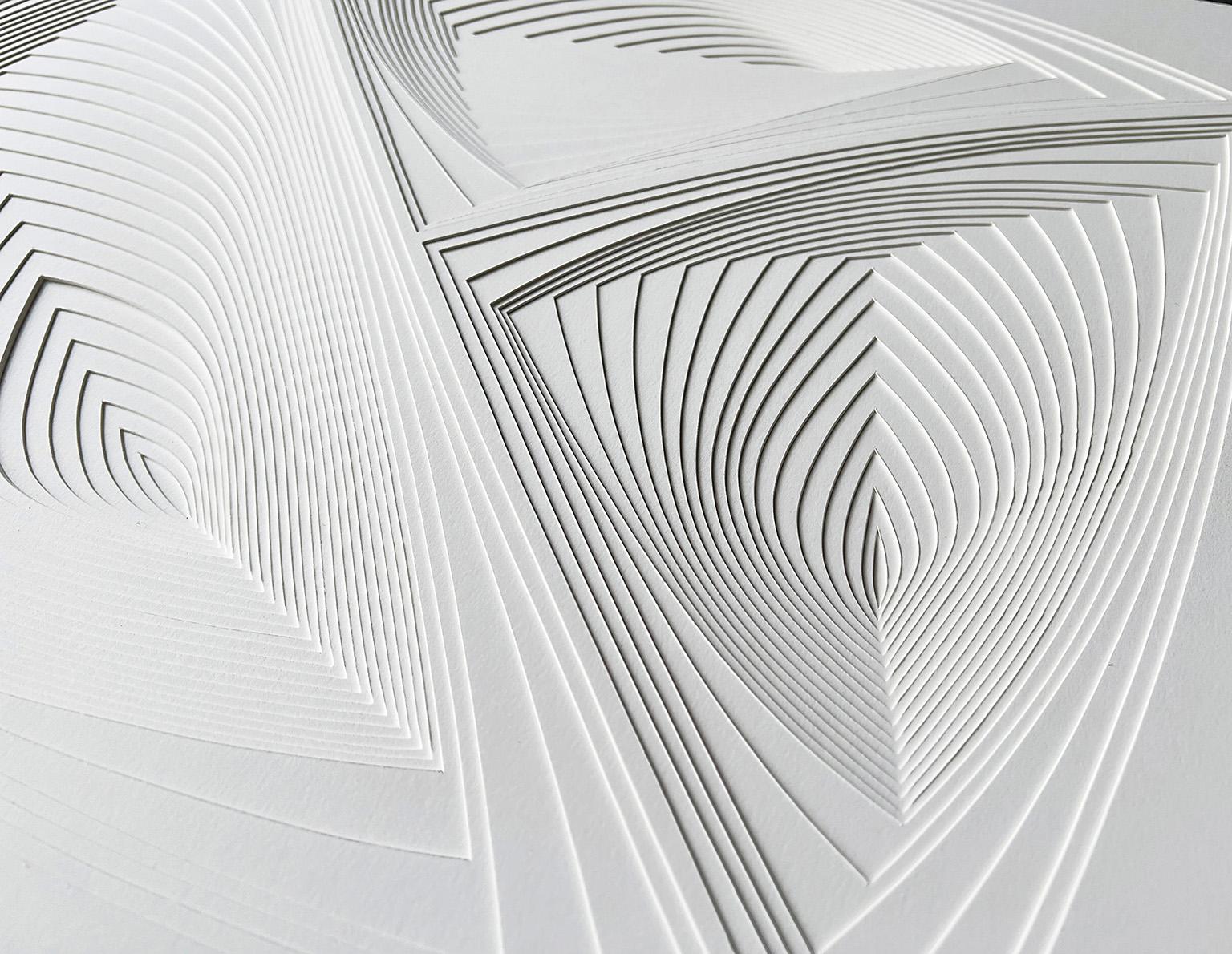 „All Over #1“, frei geschliffenes Papier-Wandrelief-Skulptur, Abstrakt, Tonal, Weiß im Angebot 1