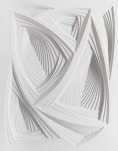 « All Over 3 », sculpture murale en relief en papier découpé à la main, abstrait, ton sur ton, blanc