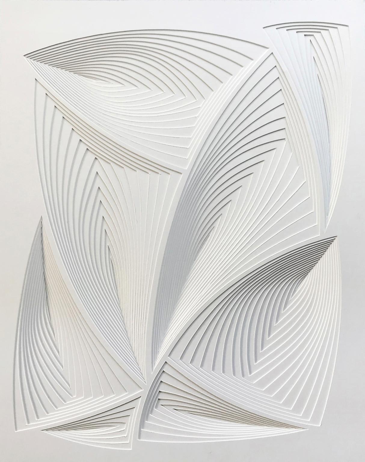 "All Over 4", Free Hand Cut Paper Wall Relief Sculpture, Abstract, Tonal, White