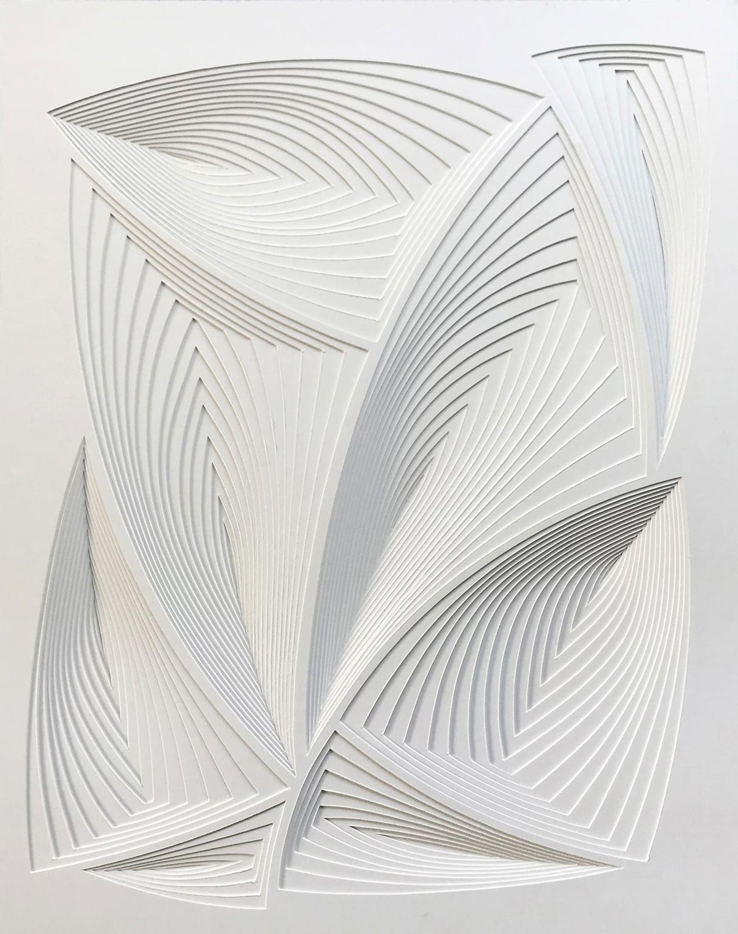Elizabeth Gregory-Gruen - All Over 3, Free Hand Cut Paper Wall Relief  Sculpture, Abstract, Tonal, White For Sale at 1stDibs