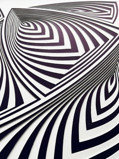 "Blanco cobalto por todas partes - En", Escultura mural en relieve de papel cortado a mano, Abstracto