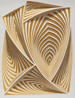 "Gold All Over", Hand Cut Paper Wall Relief Sculpture, Abstract
