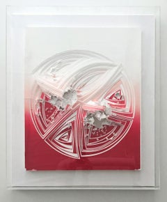 Freehand Cut with Surgical Scalpel on 2 ply Museum Board: Red Blend Gunshot-In'