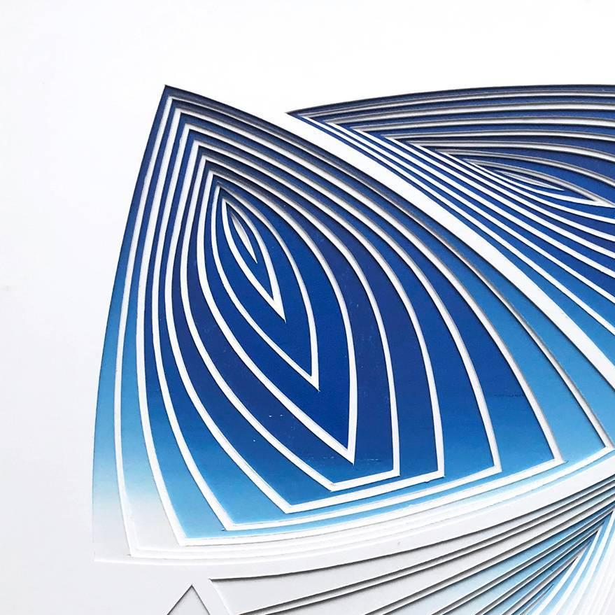 Taglio a mano libera con bisturi chirurgico, serigrafia: 