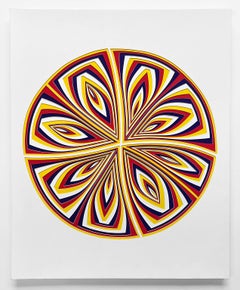 "Yellow Red Cobalt - In", Hand Cut Paper Wall Relief Sculpture, Abstract