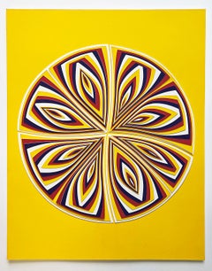 "Yellow Red Cobalt - Out", Hand Cut Paper Wall Relief Sculpture, Abstract