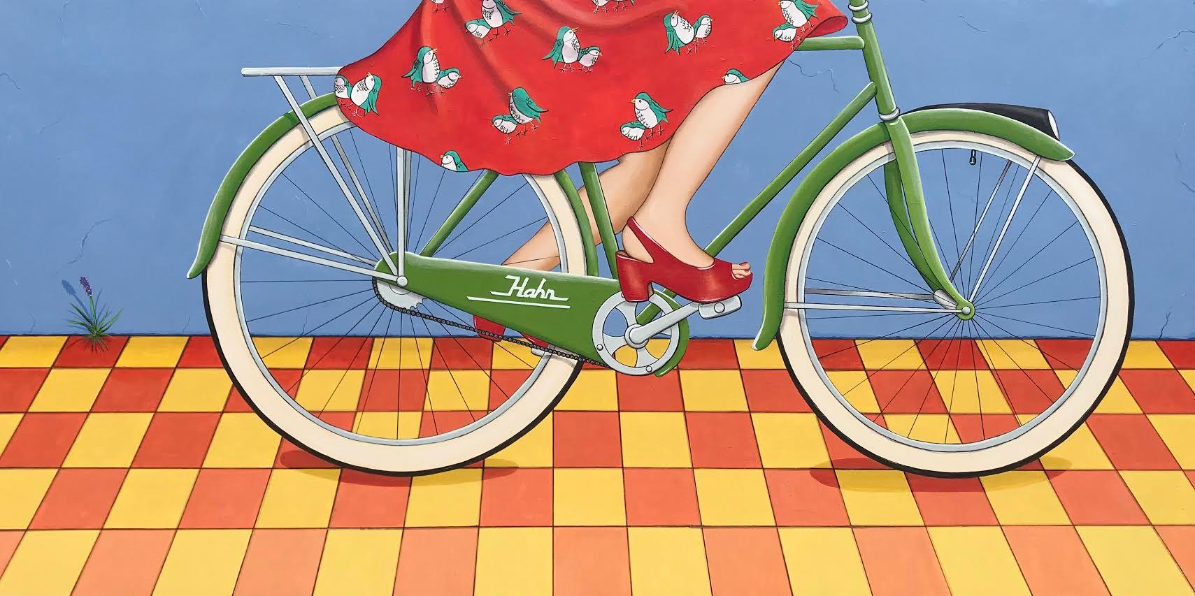 Elizabeth Hahn Figurative Painting - Very Easy Rider