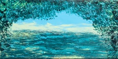 "Red Bud Island" Lakeside Waterscape Painting