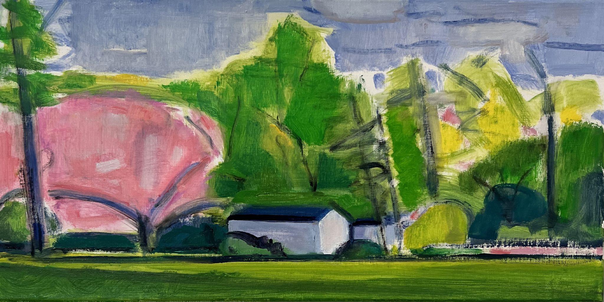 Elizabeth Higgins Landscape Painting – Vergessene Landschaft