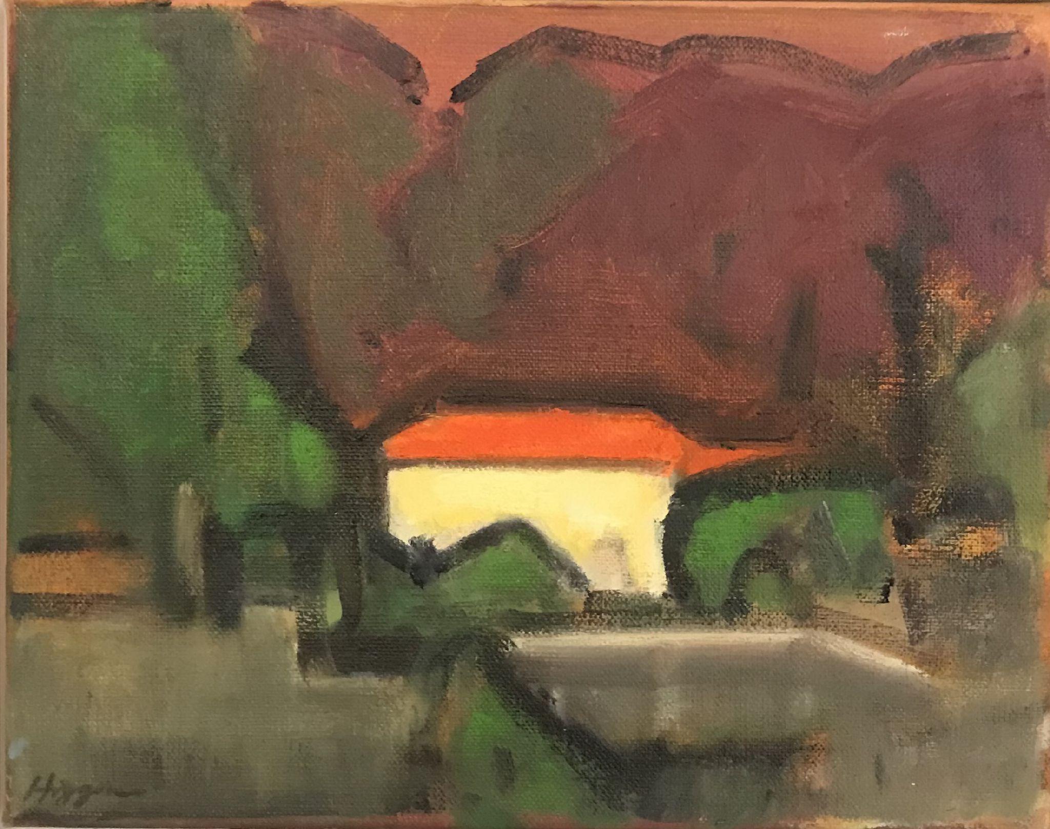 Elizabeth Higgins Landscape Painting - House Across the Pond