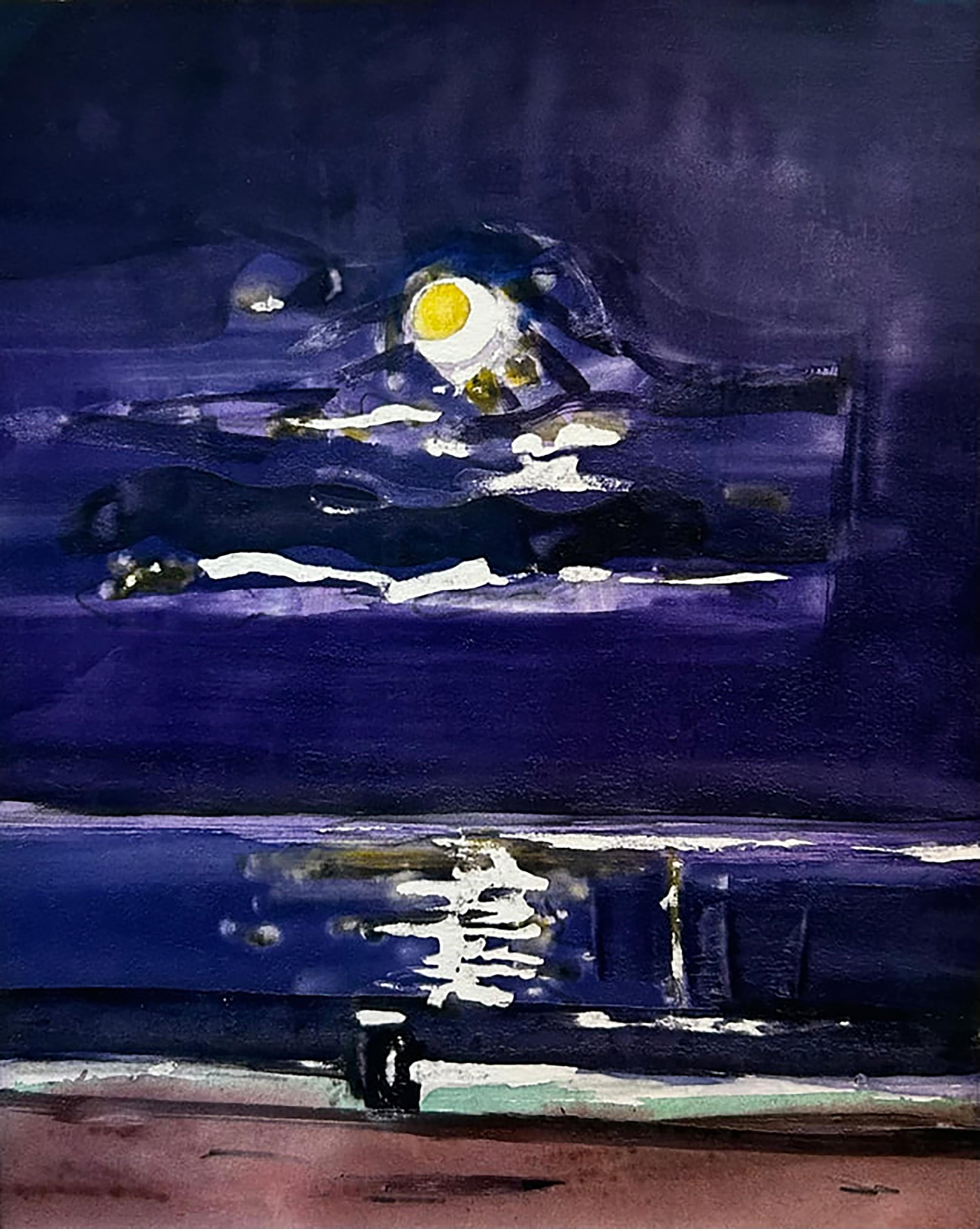 Elizabeth Higgins Abstract Painting - Moonlight on Water #1