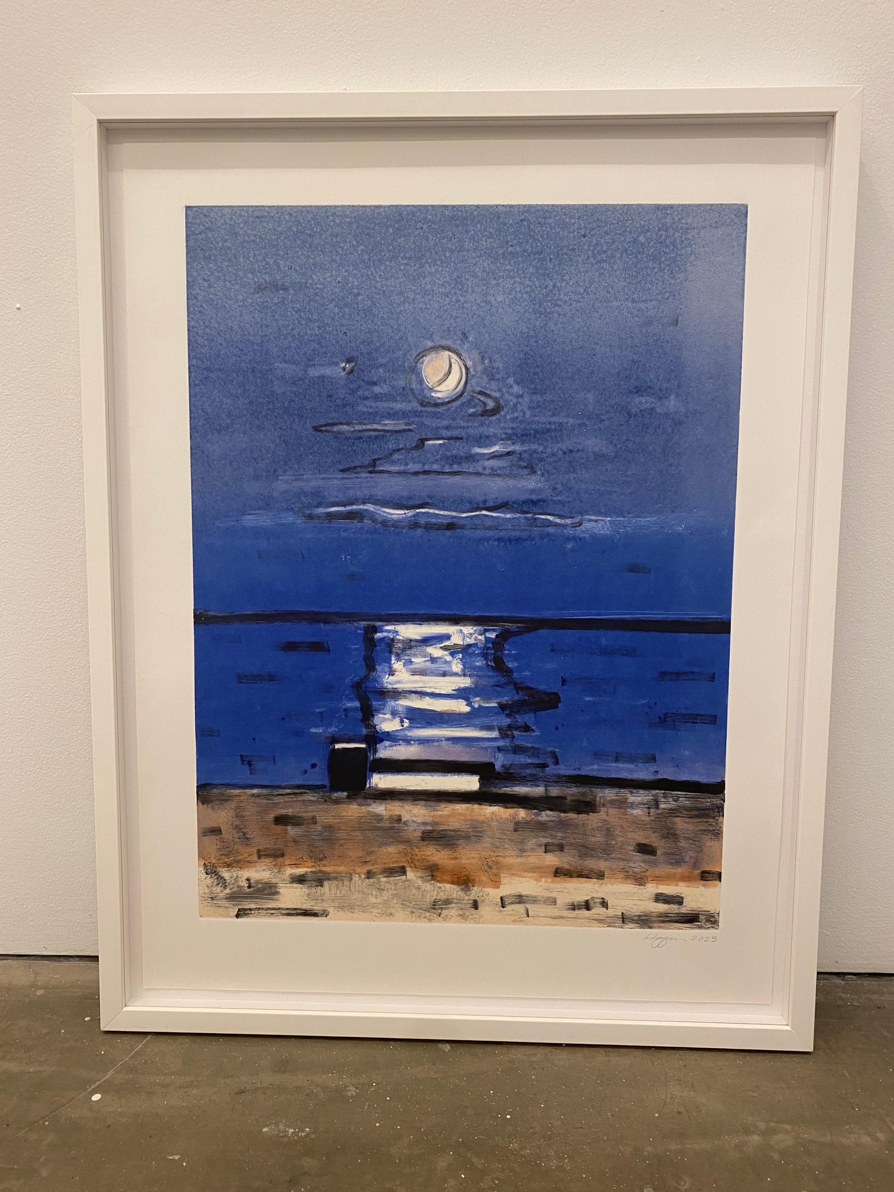 Moonlight on Water #4 - Painting by Elizabeth Higgins